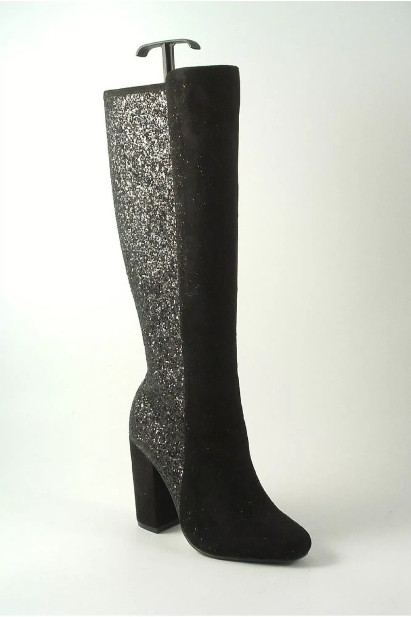 Boots^Glitz Shoes Tall Glitter Panel High Heeled Boots