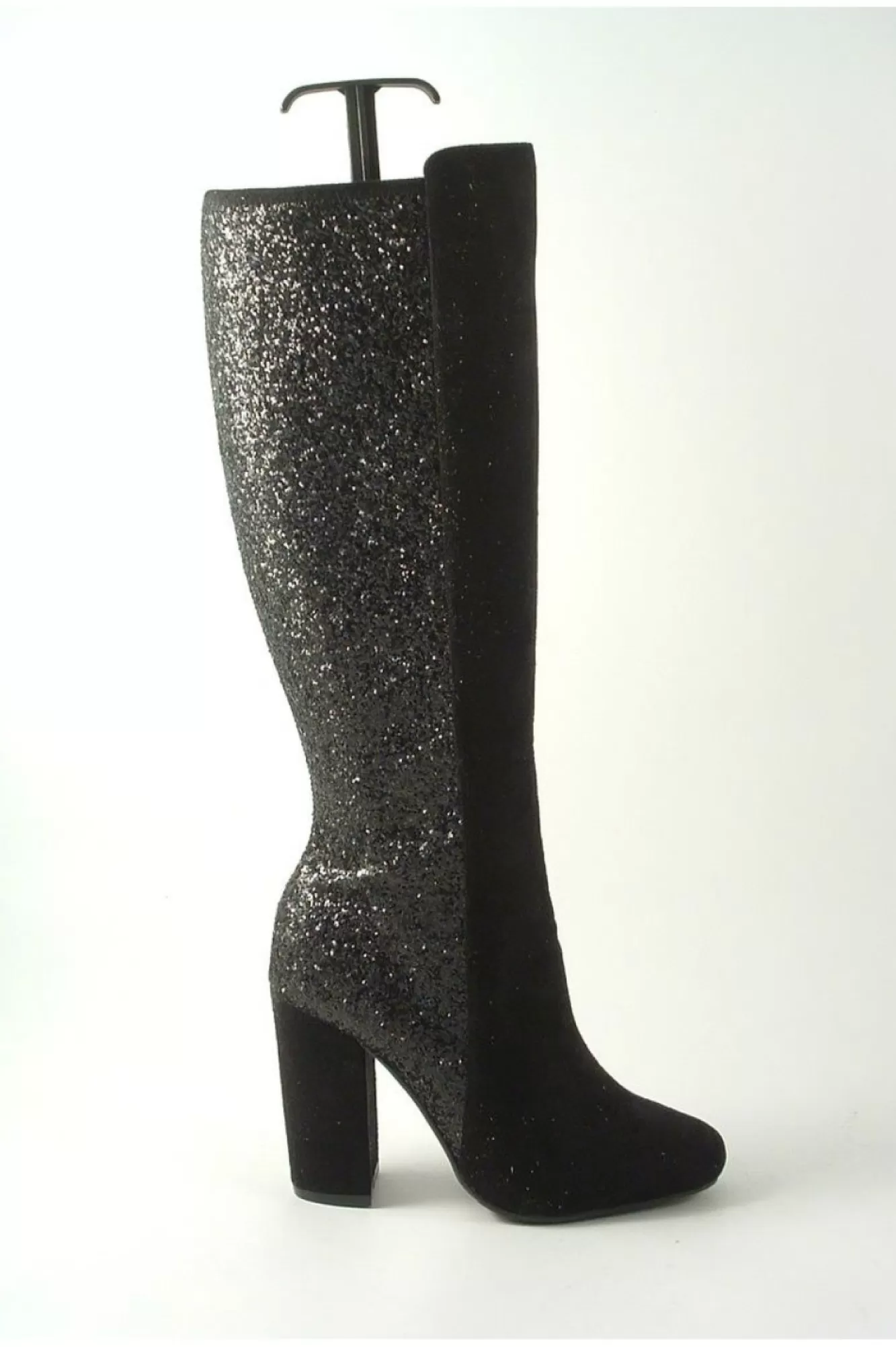 Boots^Glitz Shoes Tall Glitter Panel High Heeled Boots