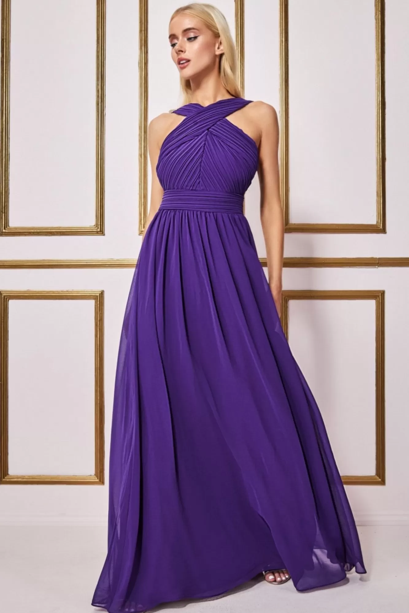 Maxi Dresses^* Halter Neck Chiffon Maxi Dress Purple