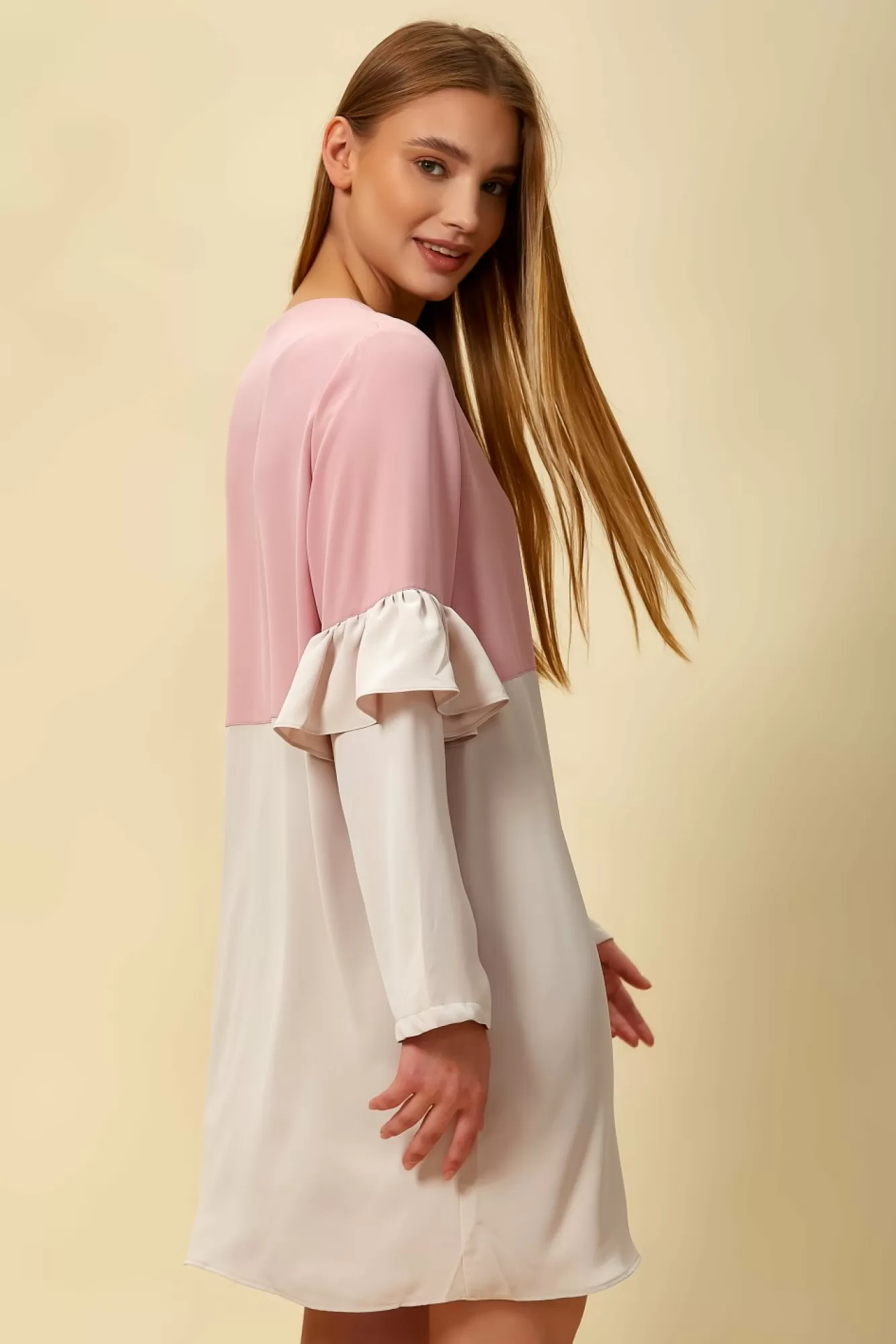 Blouses^Hoxton Gal Colour Block Top With Frill Sleeve White Blossom