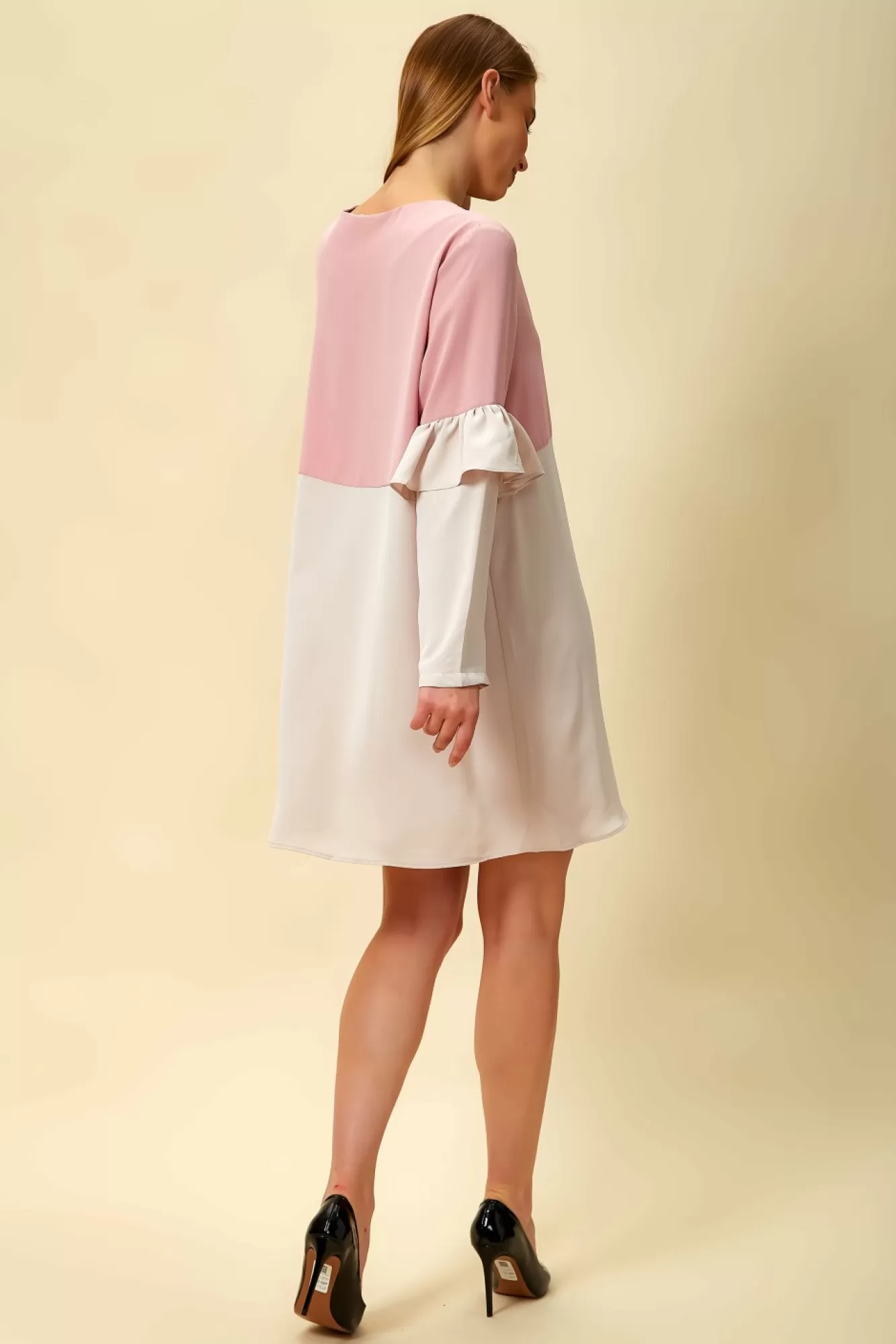 Blouses^Hoxton Gal Colour Block Top With Frill Sleeve White Blossom