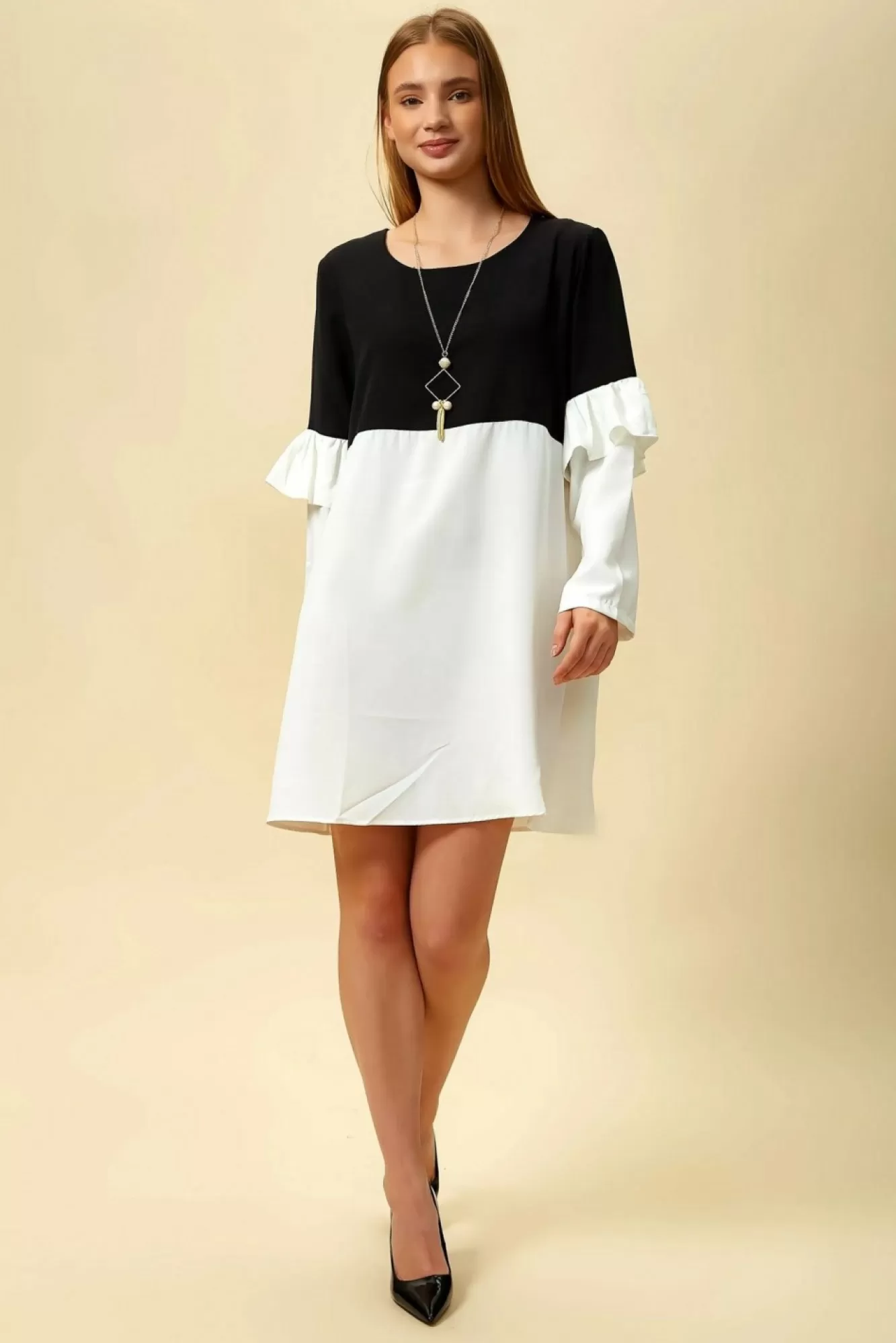 Blouses^Hoxton Gal Colour Block Top With Frill Sleeve White Blossom
