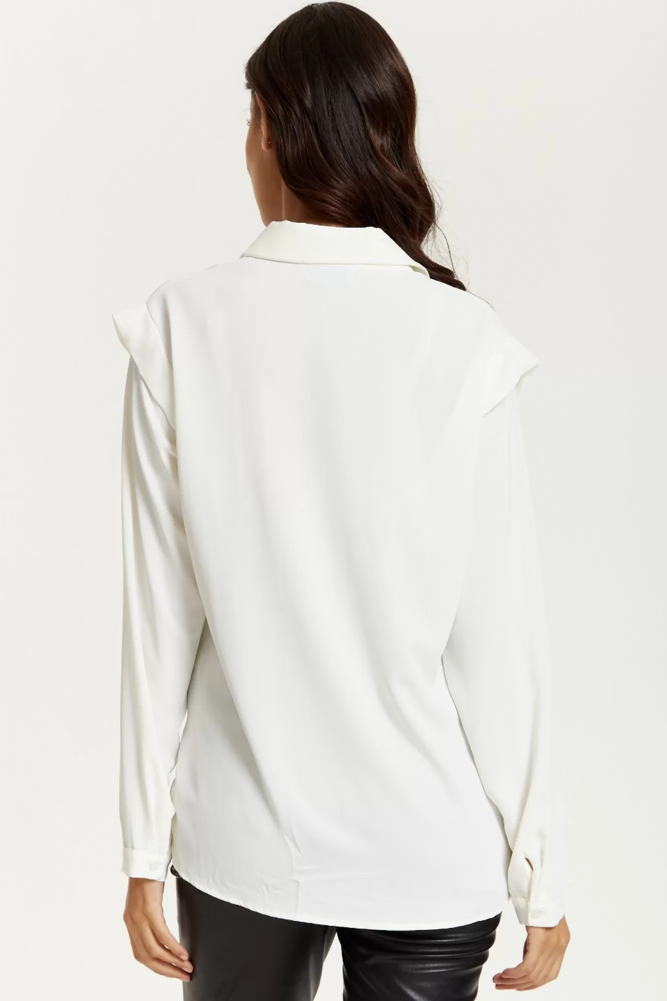 Blouses^Hoxton Gal Oversized Shoulder Detailed Long Sleeves Shirt White