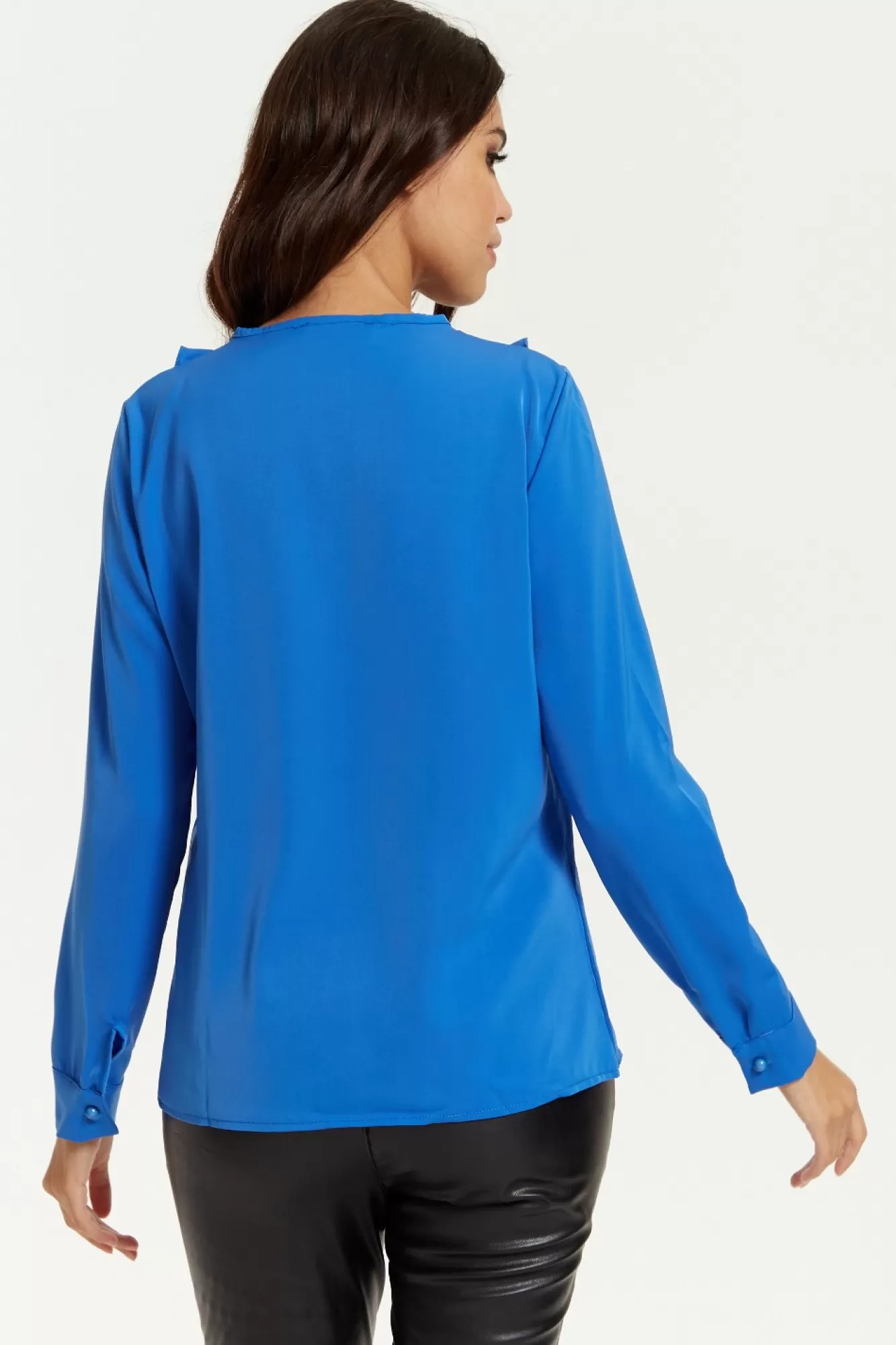 Blouses^Hoxton Gal Oversized Top With Frilled Front In Blue