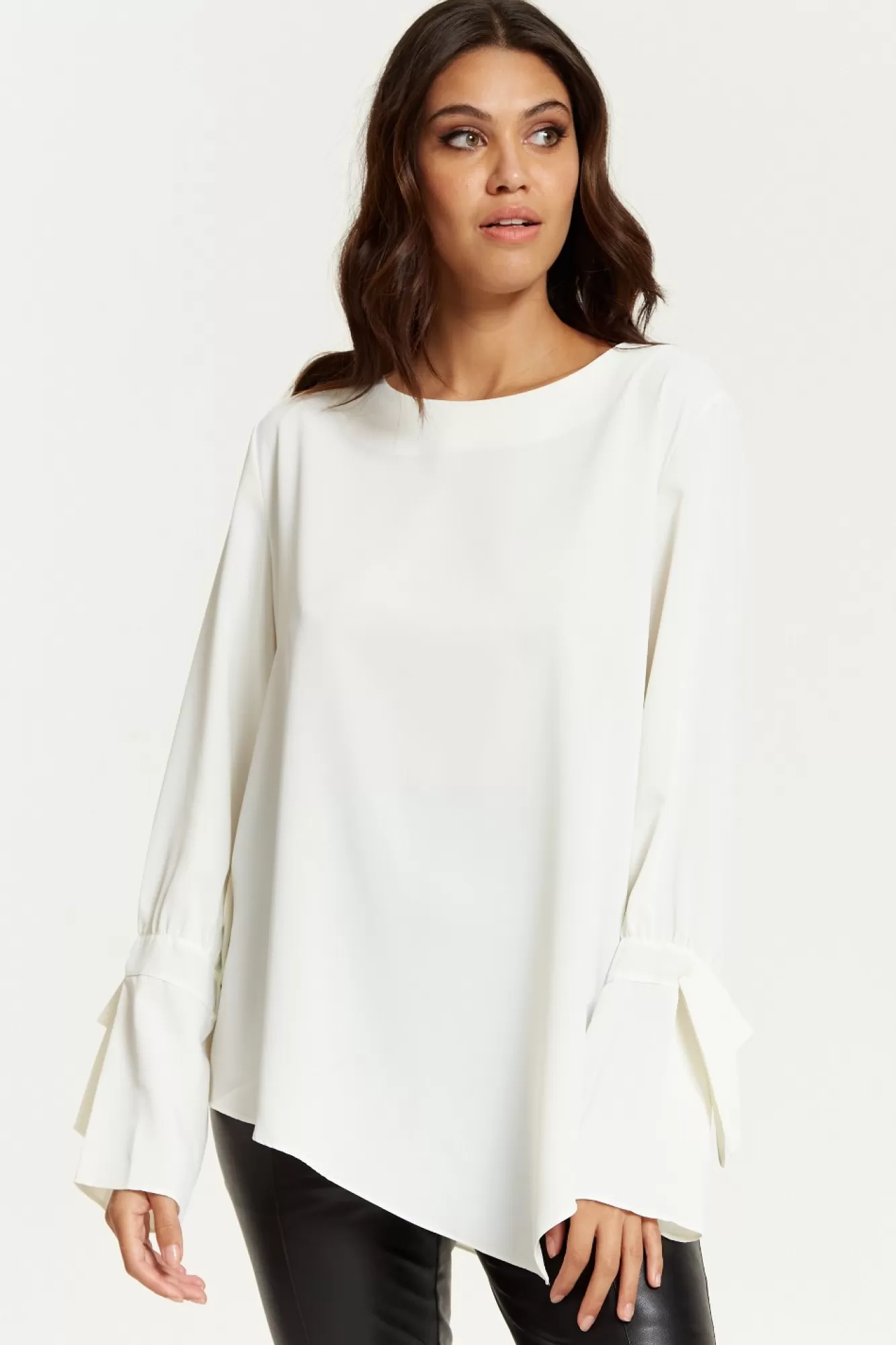 Blouses^Hoxton Gal Relaxed Fit Cuff Detailed Blouse With Long Sleeve White