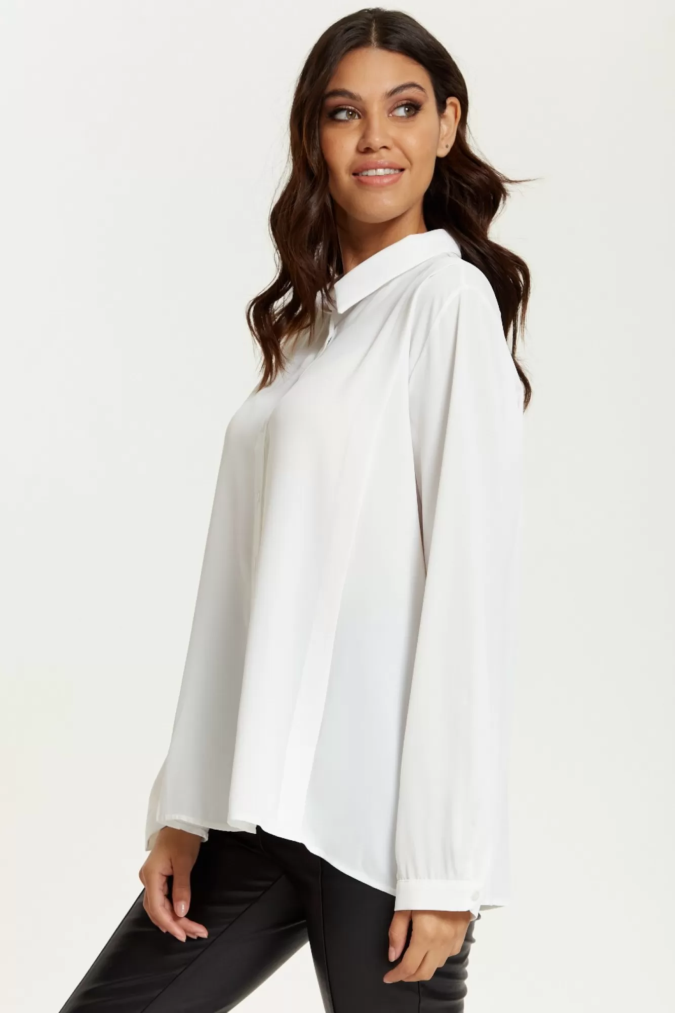 Long Sleeve Tops^Hoxton Gal Relaxed Fit Long Sleeves Shirt Top With Button White