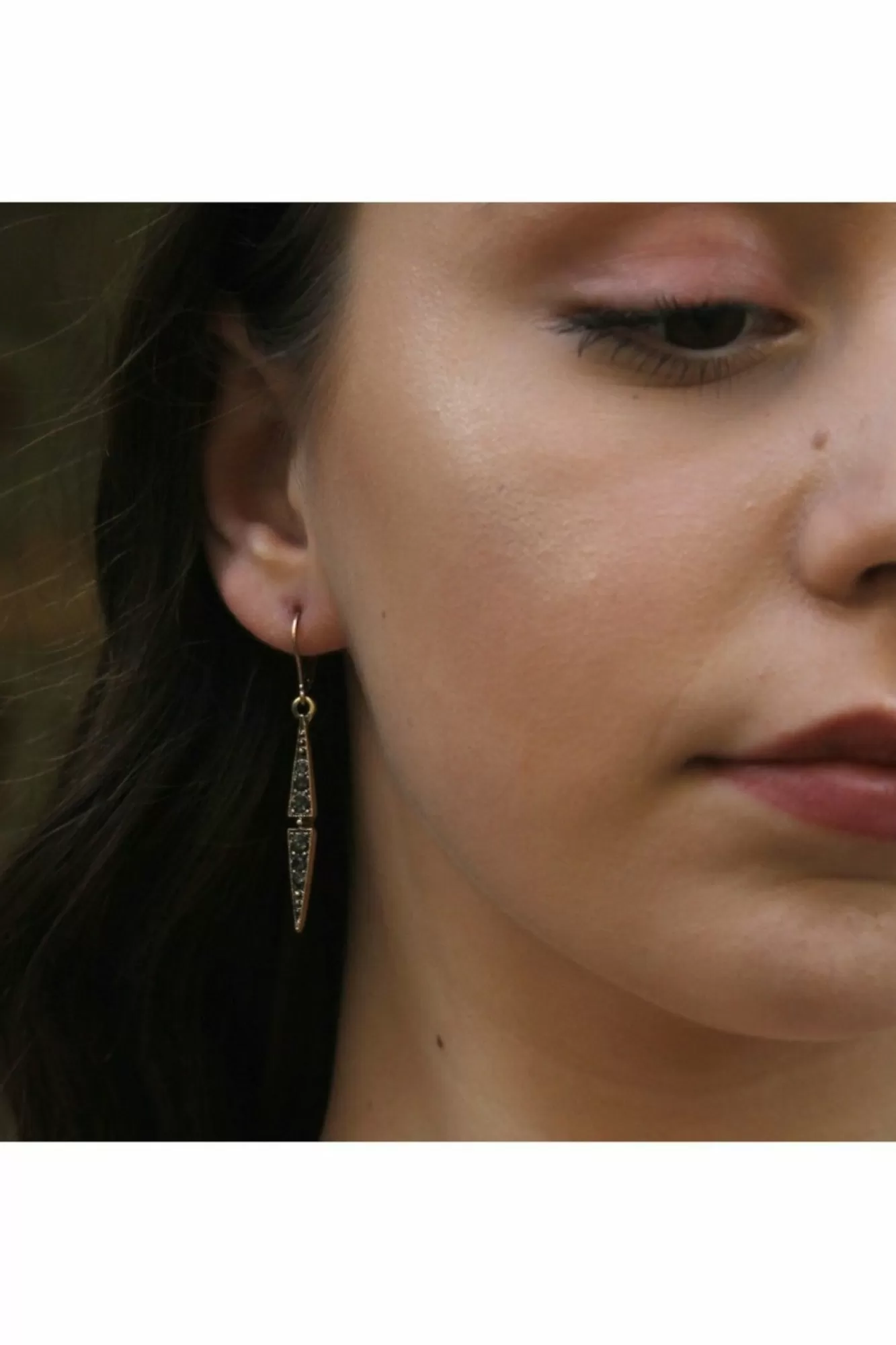 Jewellery^Last True Angel Thin Drop Crystal Earring In Gold & Pewter Antiquegold