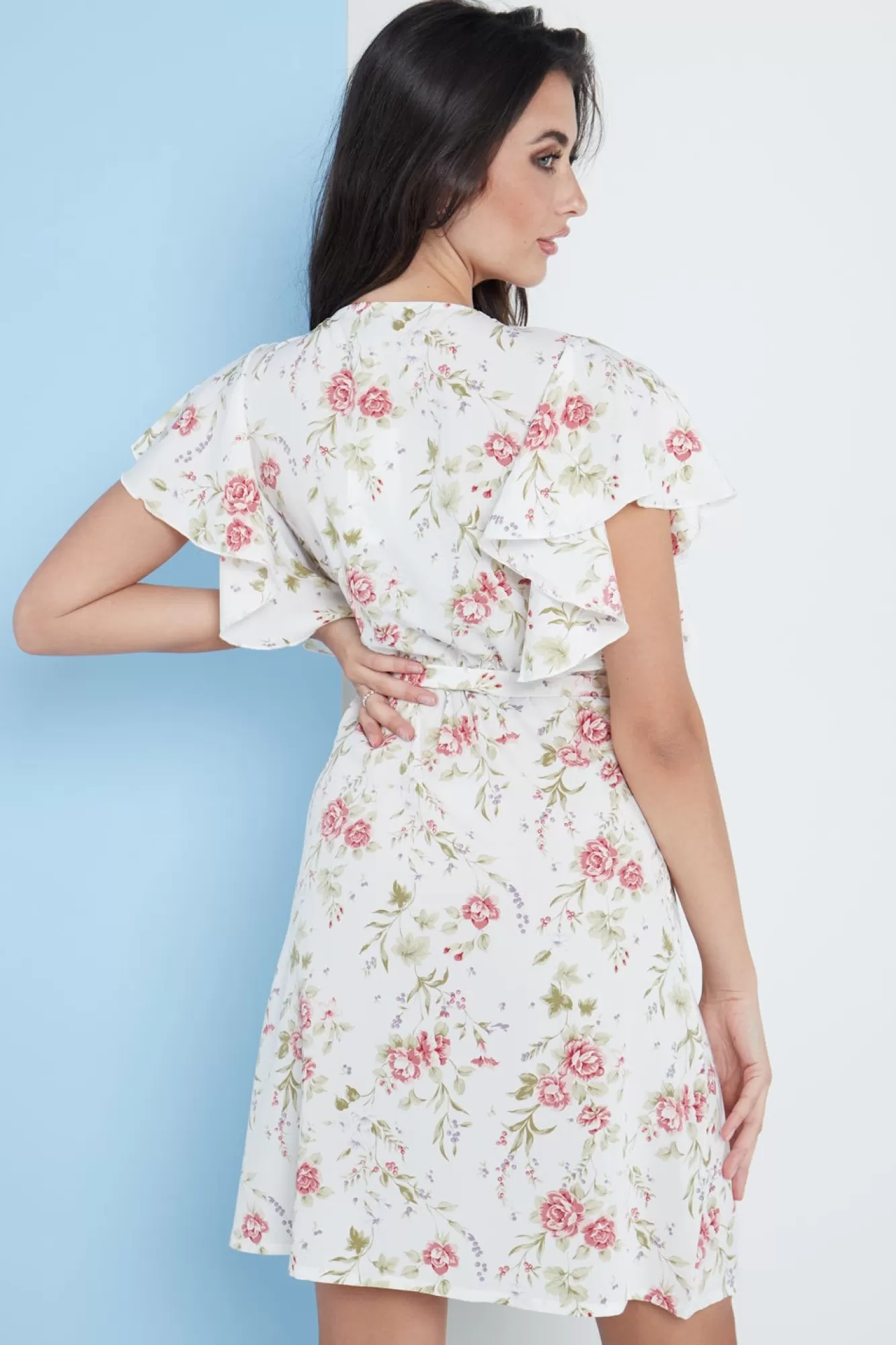 Mini Dresses^Lilura London Angel Sleeves Wrap Dress In Floral Print White