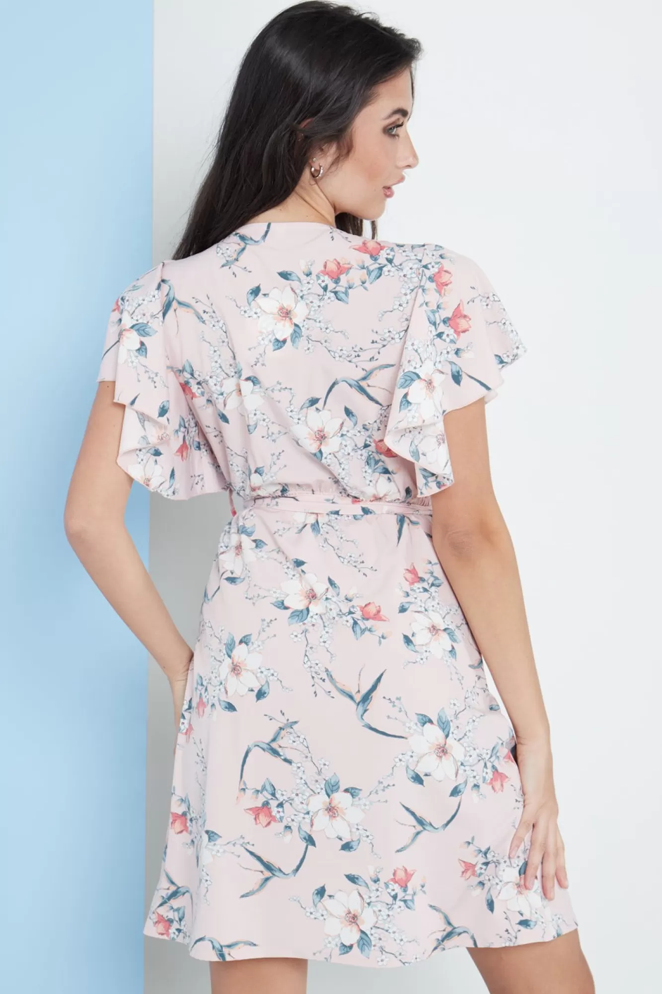 Midi Dresses^Lilura London Angel Sleeves Wrap Dress In Floral Print Pink