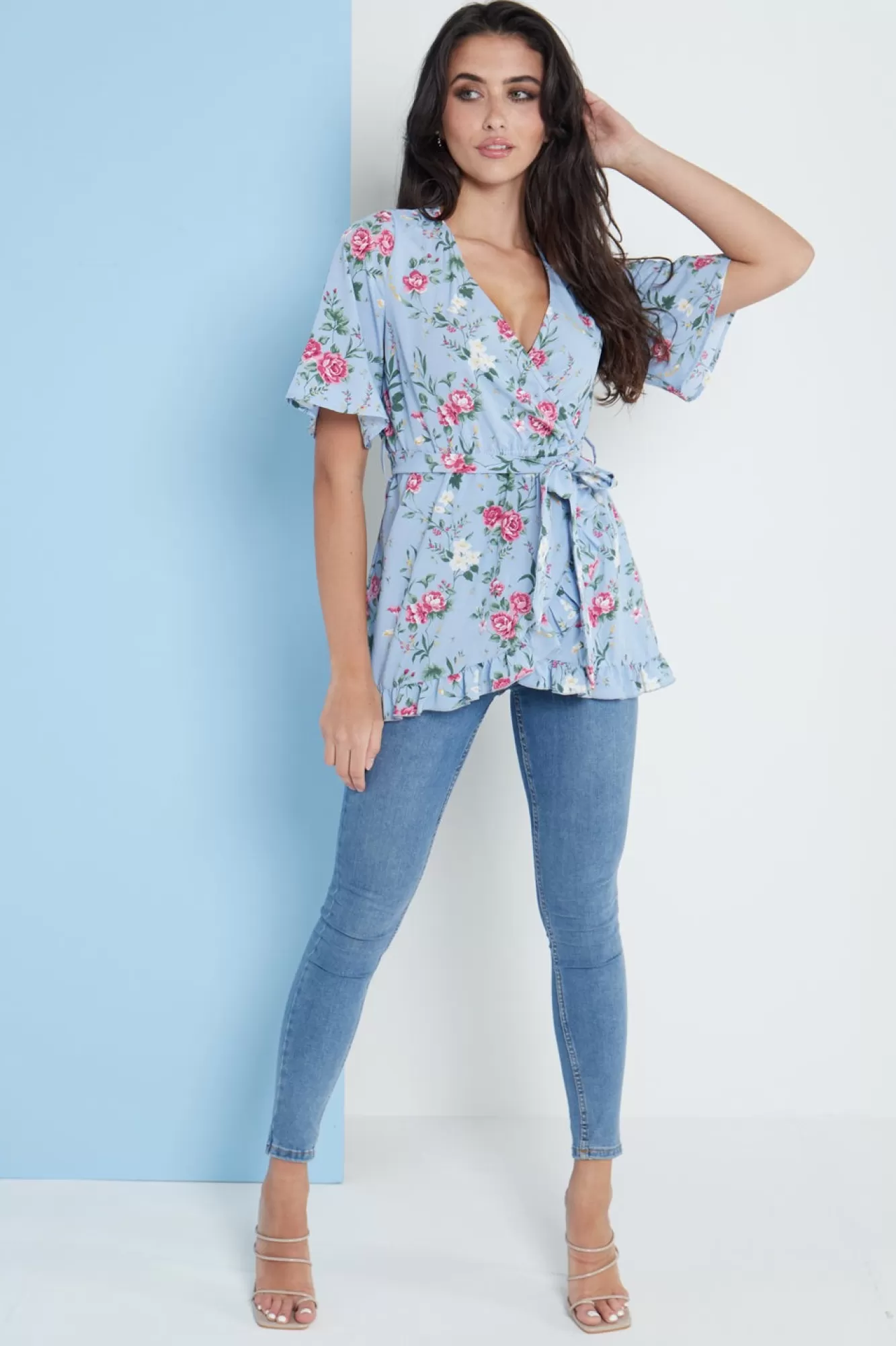 Blouses^Lilura London Floral Wrap Top Blue