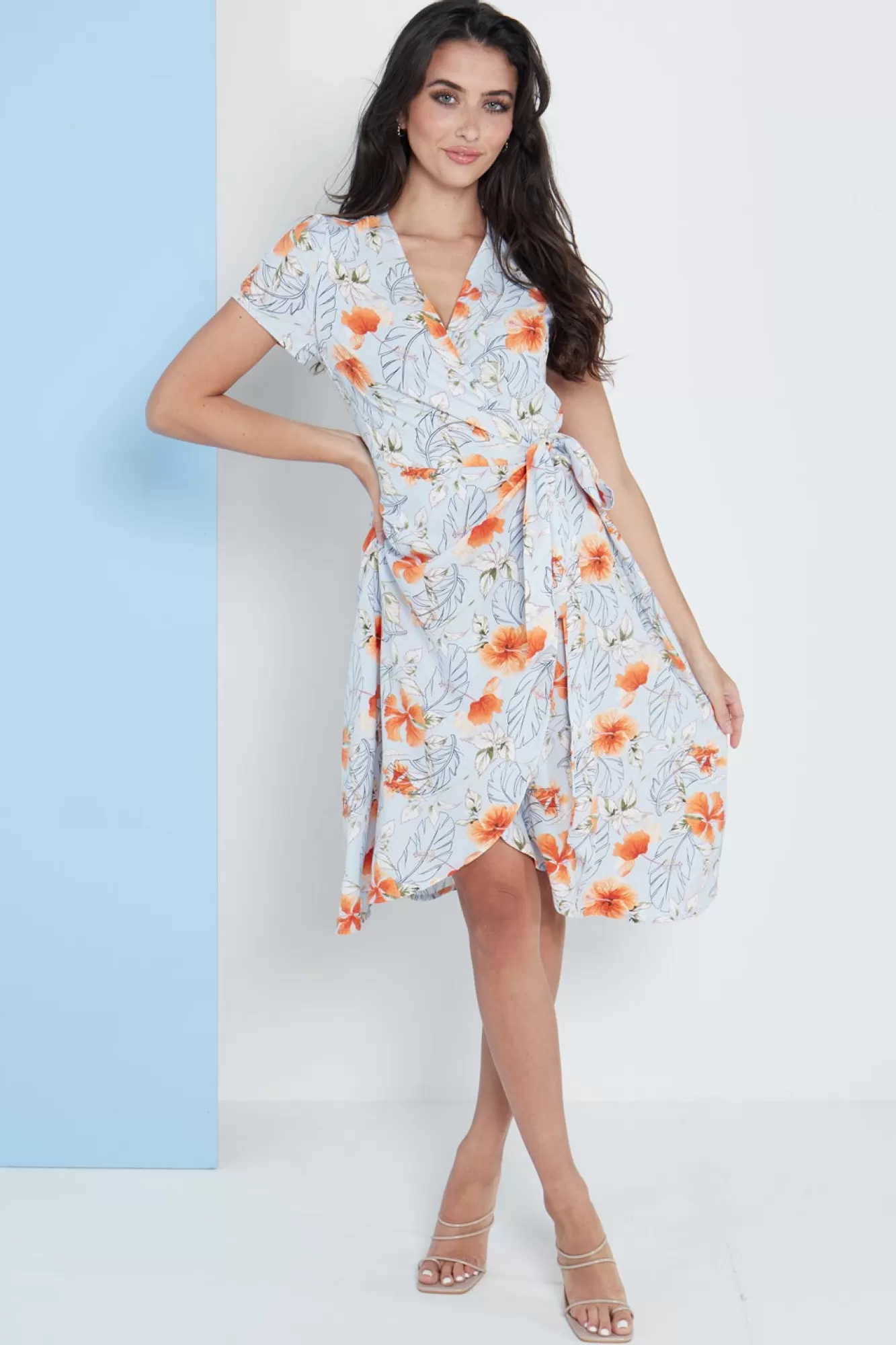 Midi Dresses^Lilura London Midi Wrap Dress In Floral Print Blue