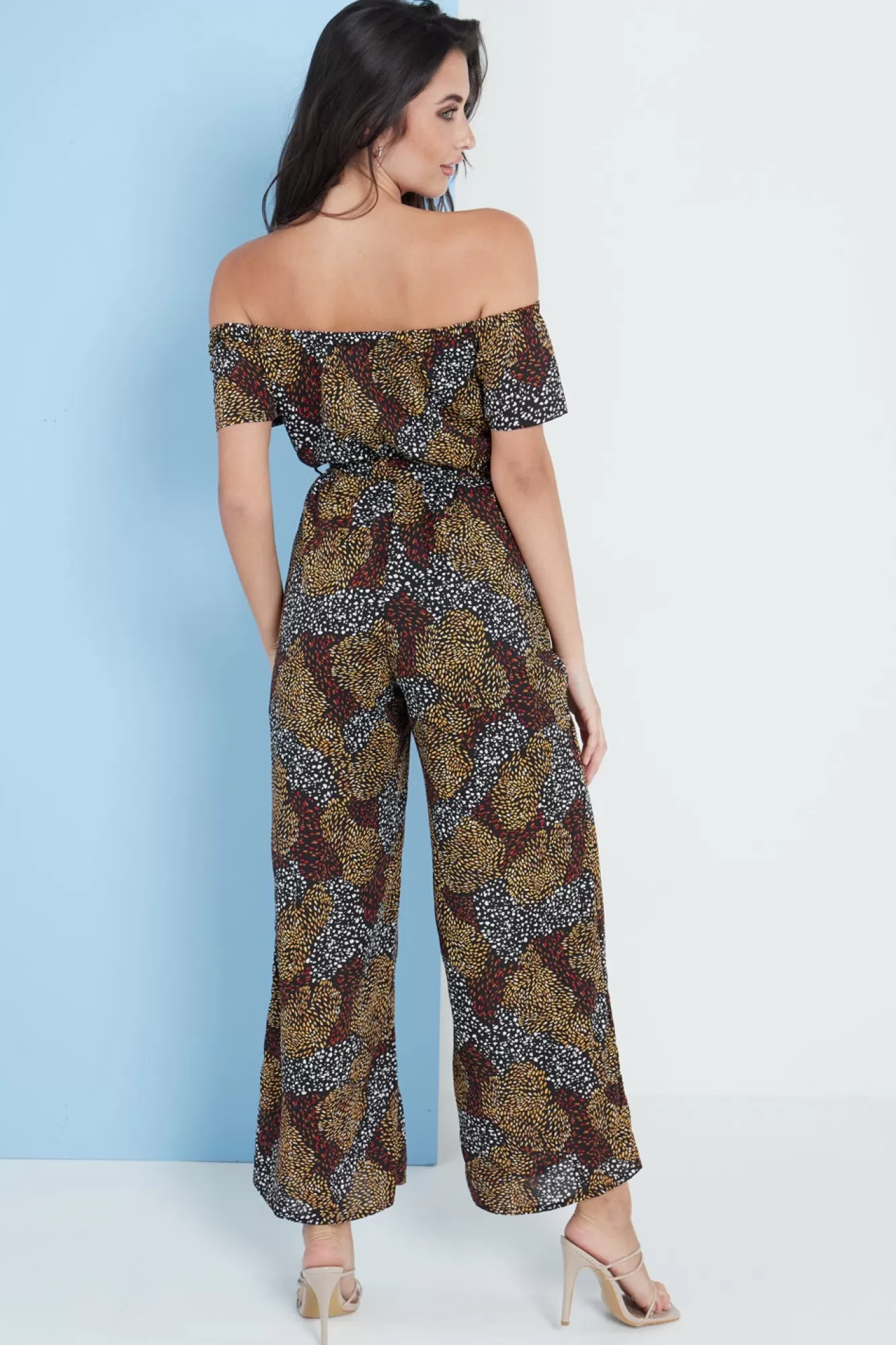 Jumpsuits^Lilura London Multi Spot Print Bardot Culotte Jumpsuit Multicolour