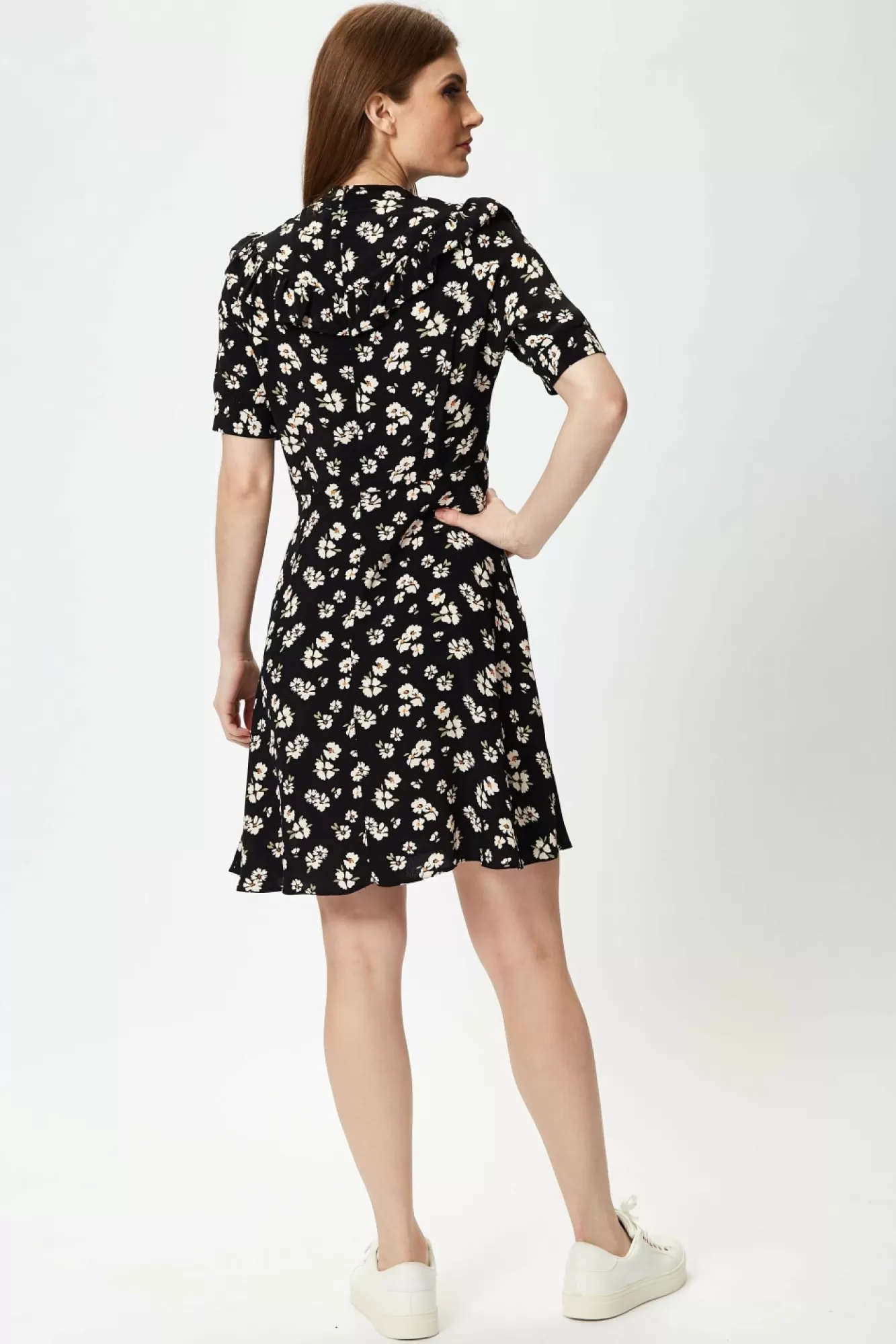 Mini Dresses^Liquorish Black Floral Mini Dress With Frill Details Blackfloral