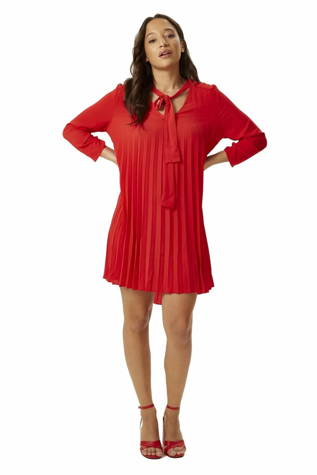 Mini Dresses^Liquorish Divine Grace Pleated Dress Red