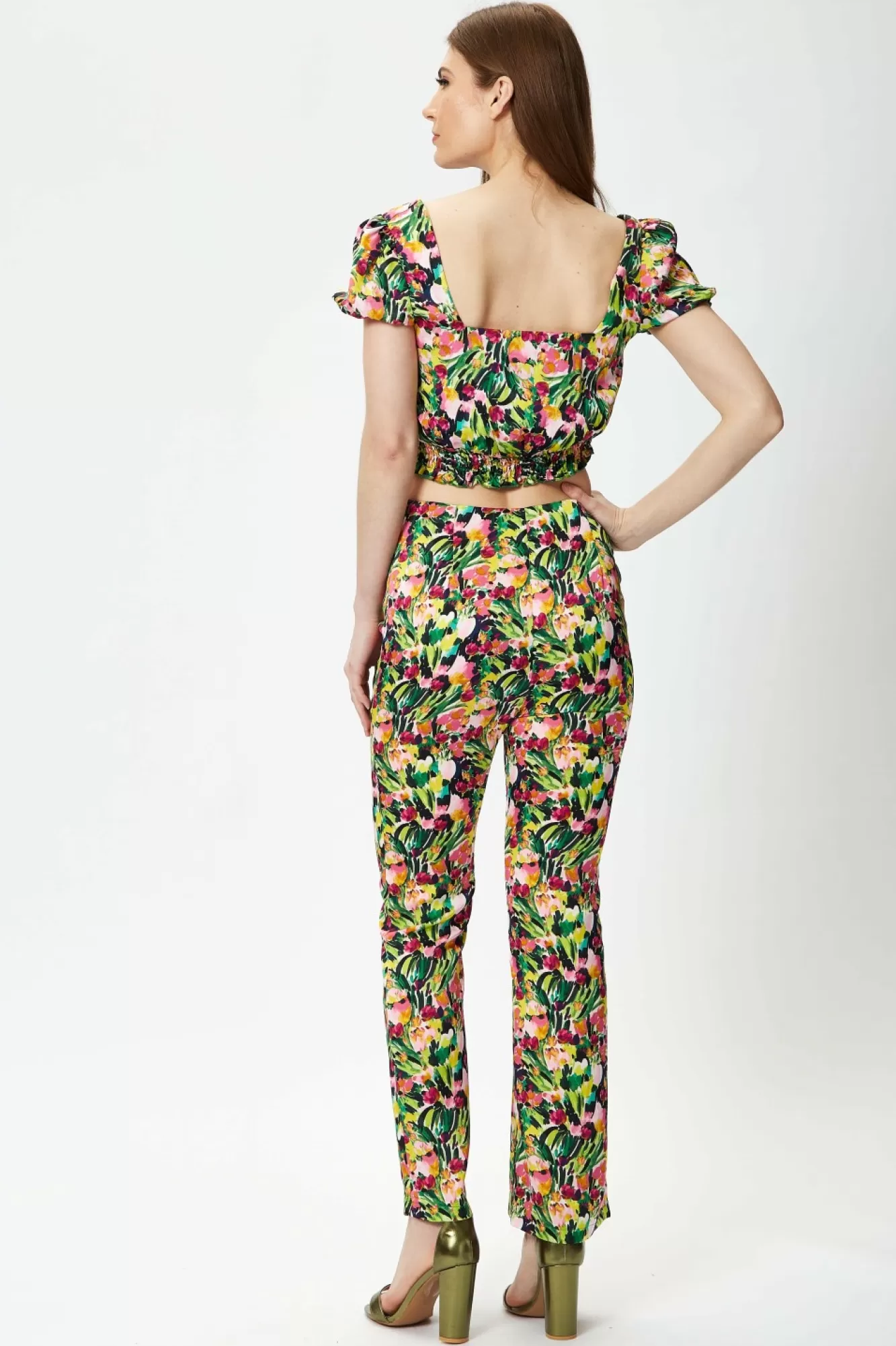 Crop Tops^Liquorish Multicolour Floral Crop Top With Elasticated Waist Multicolor
