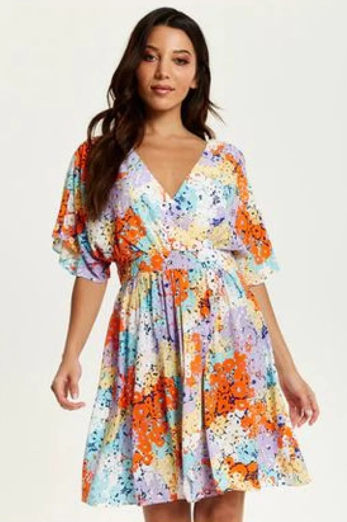 Mini Dresses^Liquorish Multicolour Floral Print Mini Dress With Open Back Multicolor