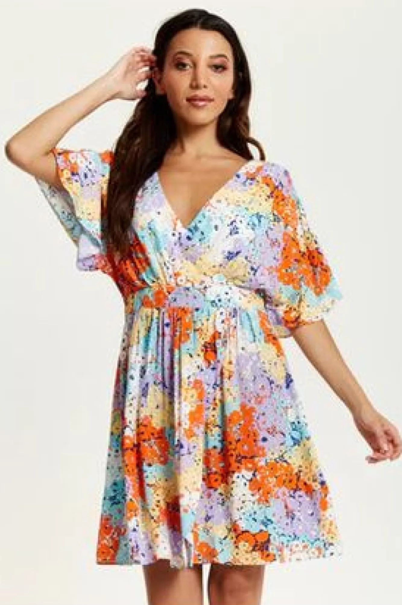Mini Dresses^Liquorish Multicolour Floral Print Mini Dress With Open Back Multicolor