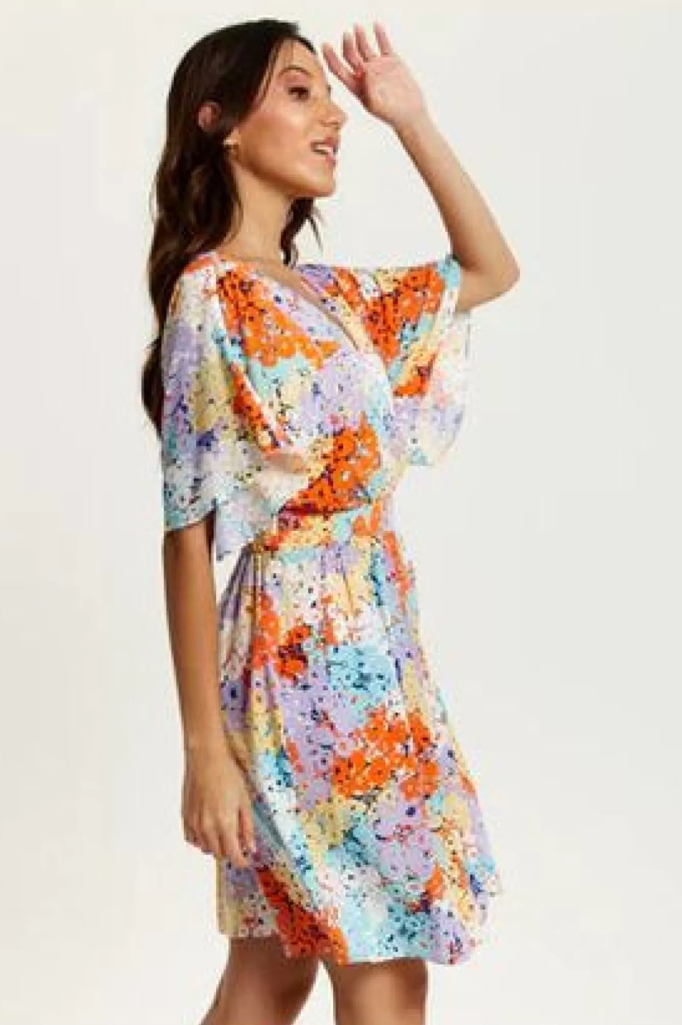 Mini Dresses^Liquorish Multicolour Floral Print Mini Dress With Open Back Multicolor