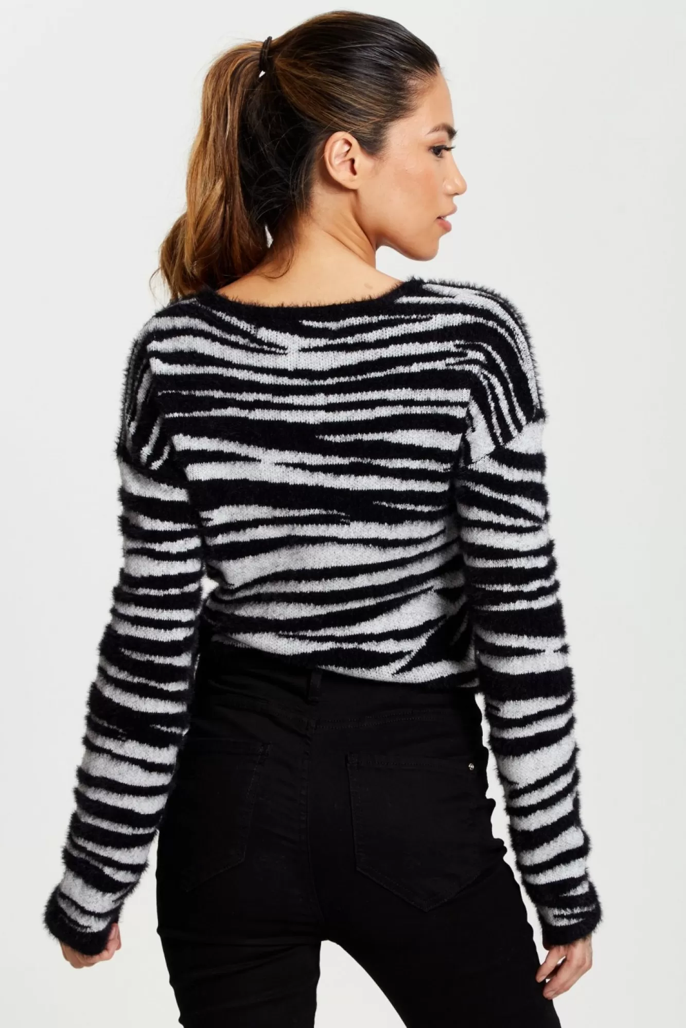 Cardigans^Liquorish Zebra Pattern Wrap Cardigan In Black And White Blackwhite