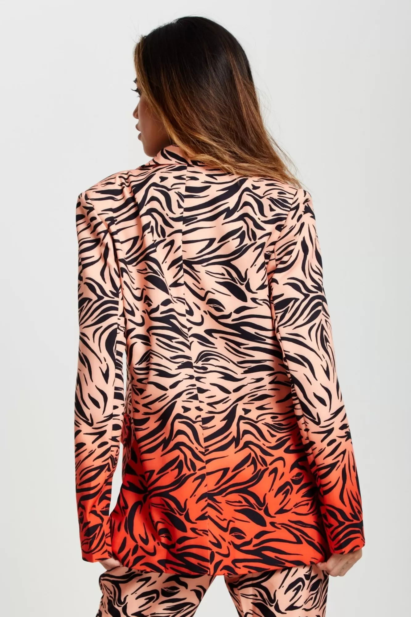 Outerwear^Liquorish Zebra Print Suit Blazer In Orange And Nude Orangenude