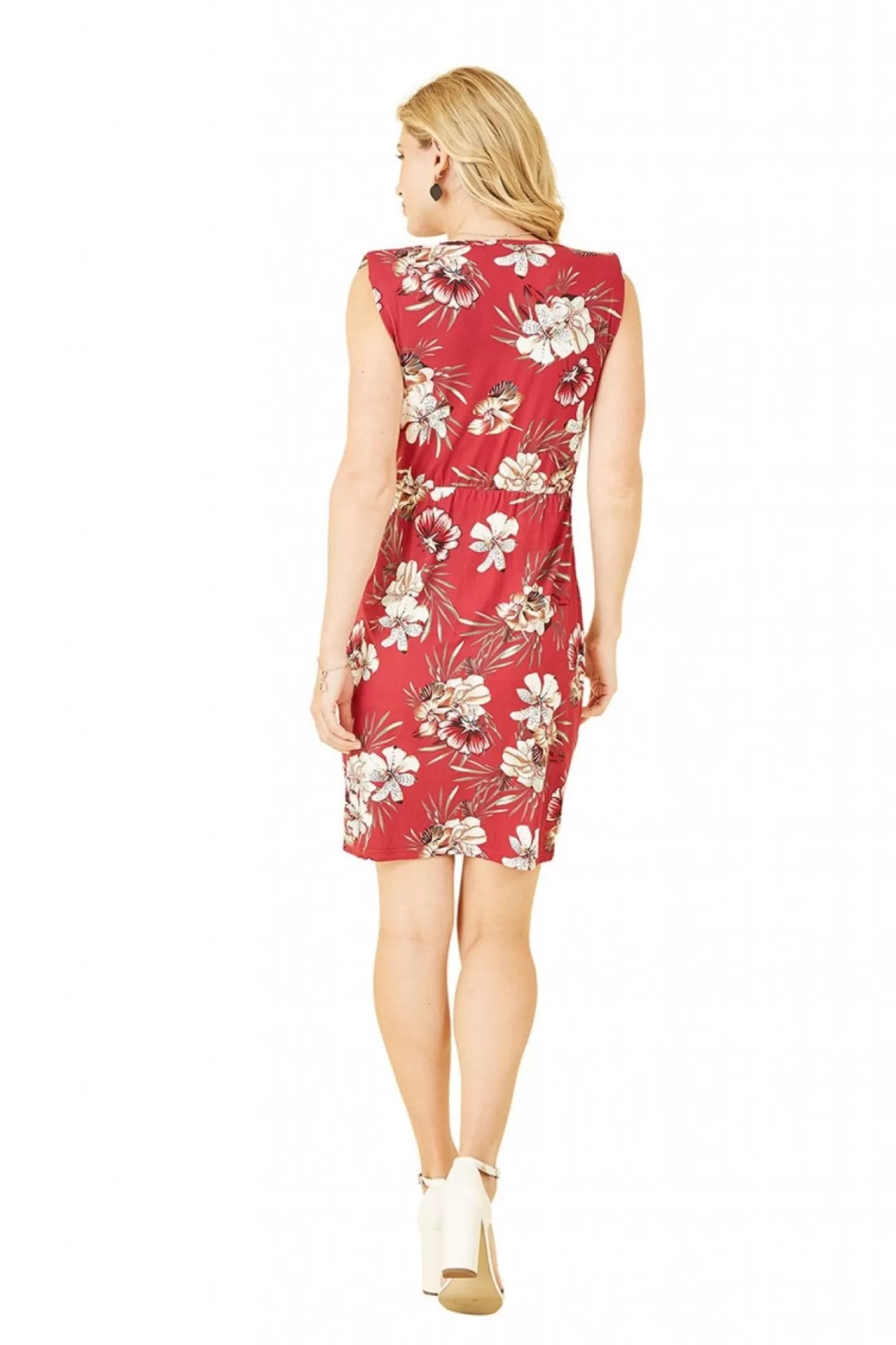 Mini Dresses^Mela London Floral Jersey Pocket Dress With Gold Bar Det Red