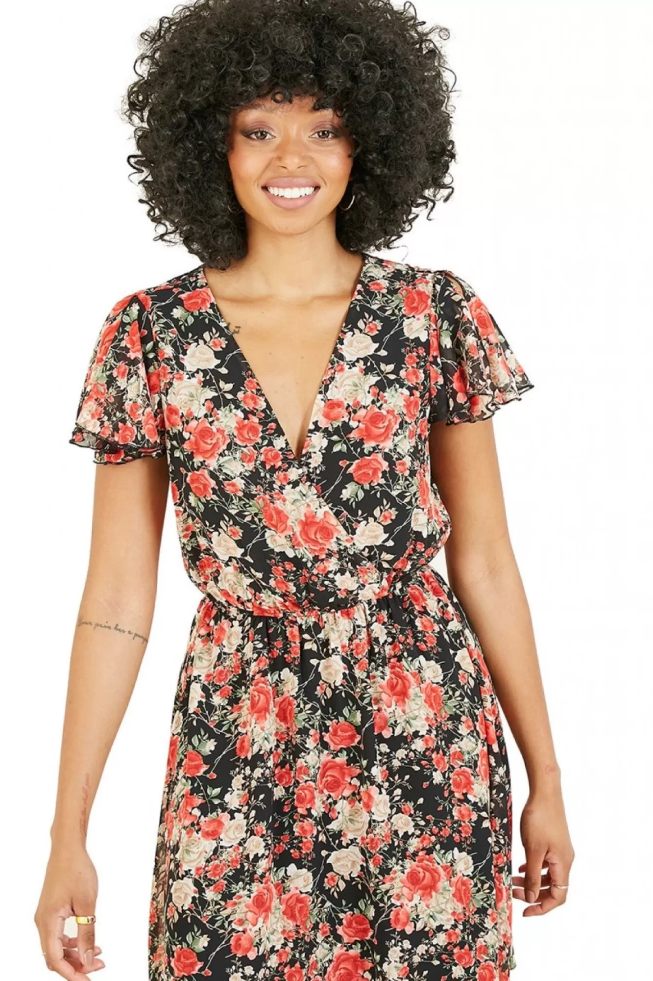 Mini Dresses^Mela London Floral Wrap Over Dress Red