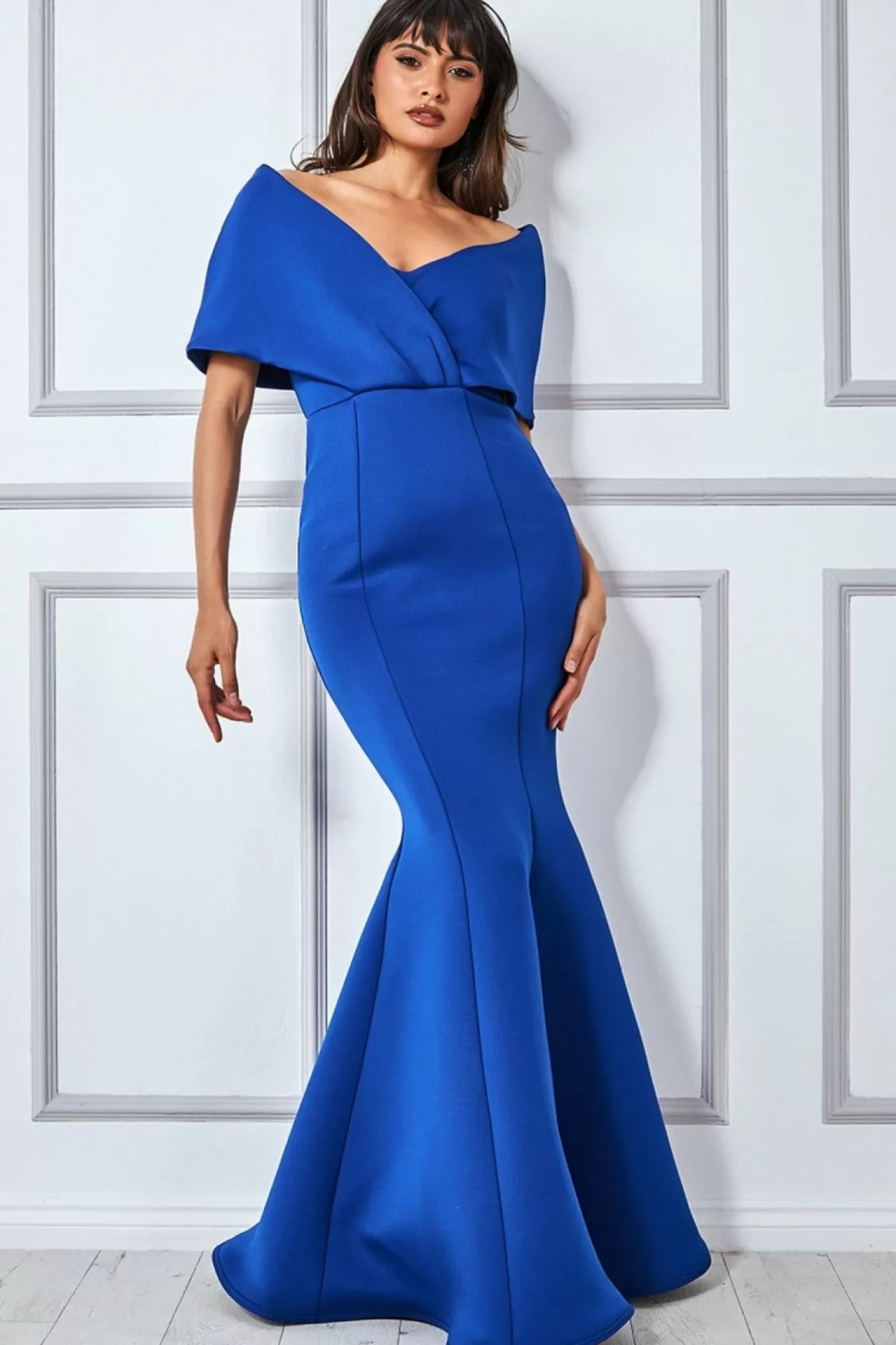 Maxi Dresses^* Off The Shoulder Scuba Foam Maxi - Royal Blue Royalblue