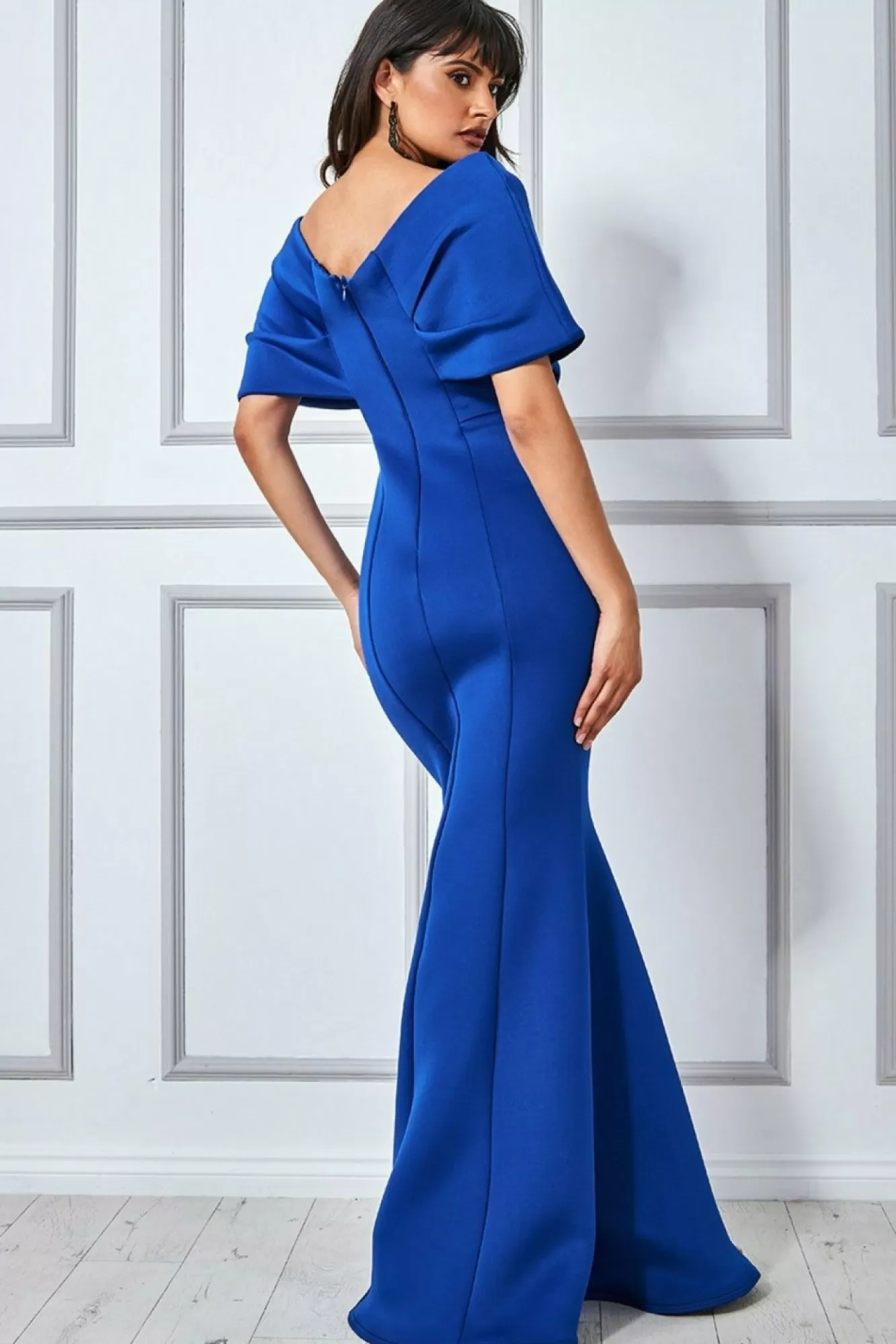 Maxi Dresses^* Off The Shoulder Scuba Foam Maxi - Royal Blue Royalblue