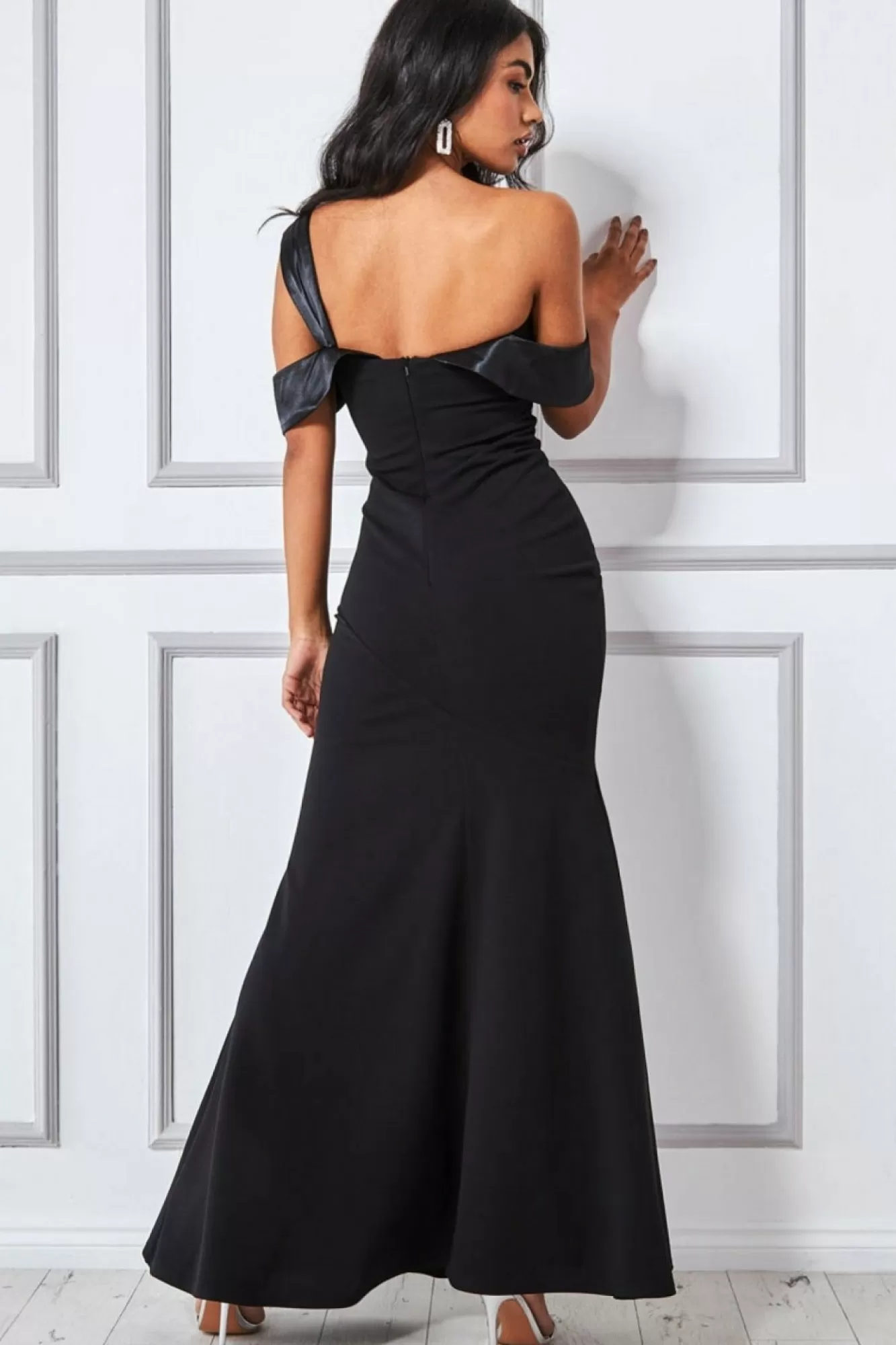 Maxi Dresses^* One Shoulder Satin Band Maxi Dress Black