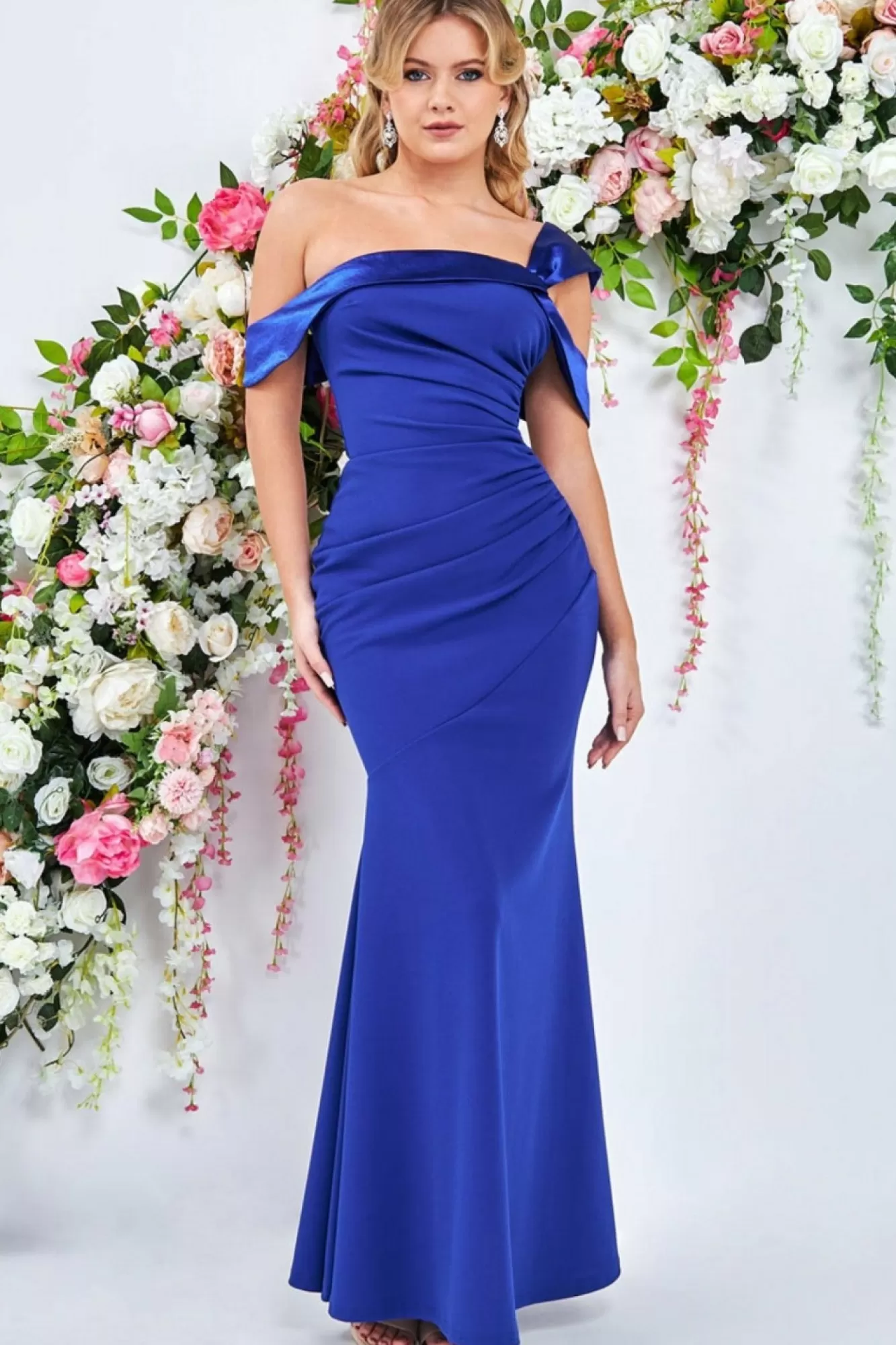 Maxi Dresses^* One Shoulder Satin Band Maxi Dress - Royal Blue Royalblue