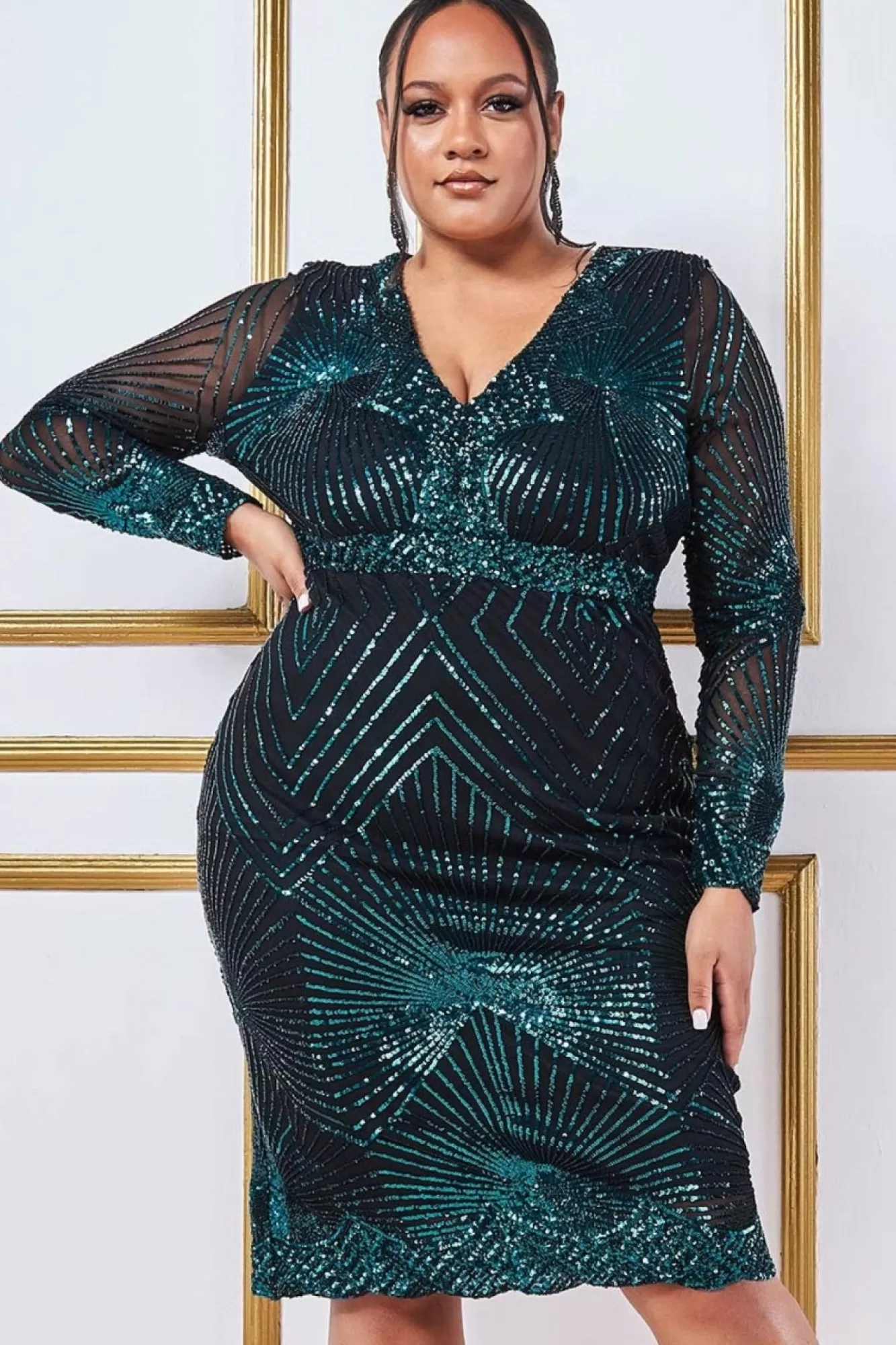 Midi Dresses^* Plus Scalloped Hem Starburst Midi Dress Emerald
