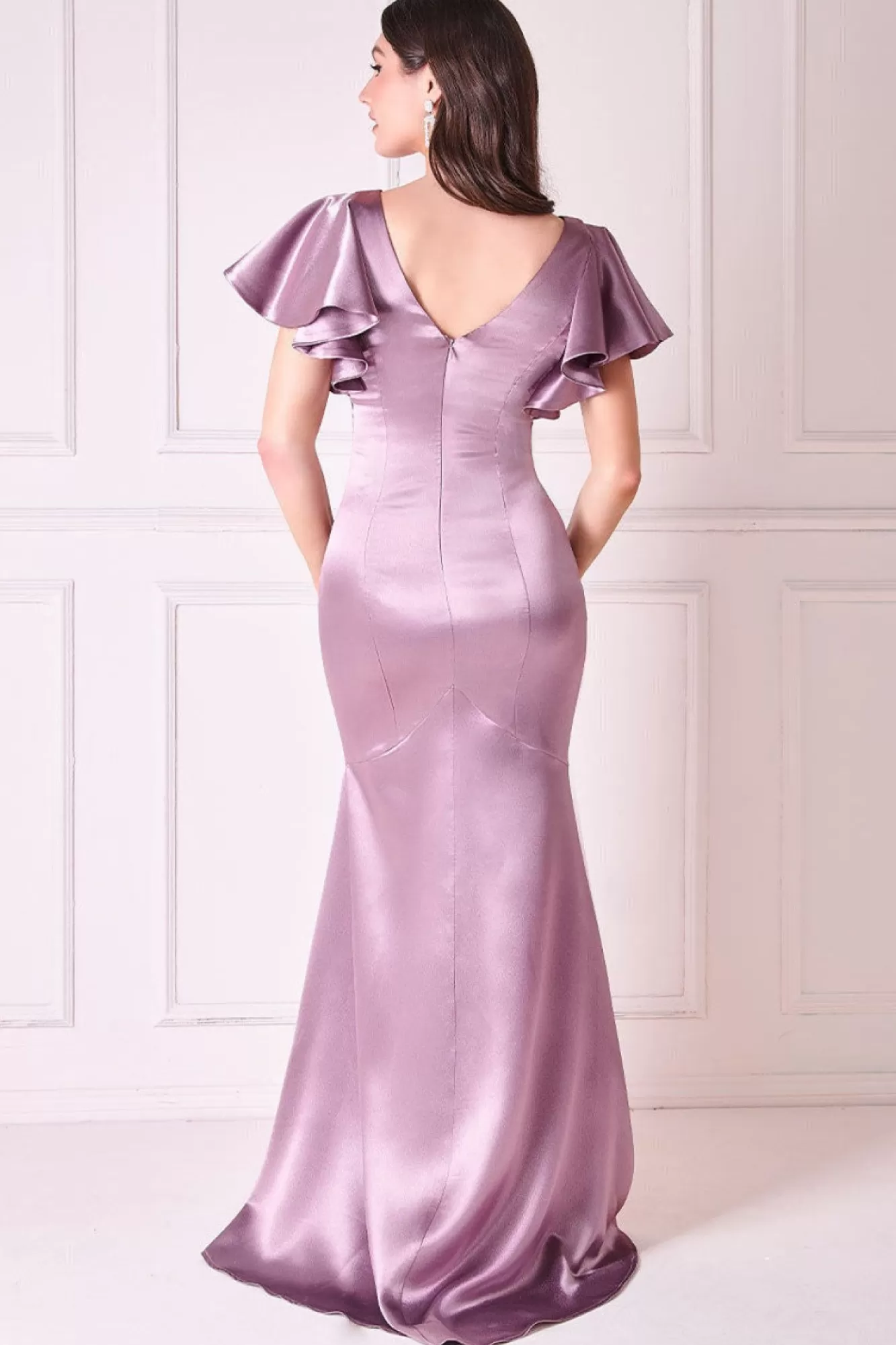 Maxi Dresses^* Satin Flutter Sleeve Mermaid Rosepink