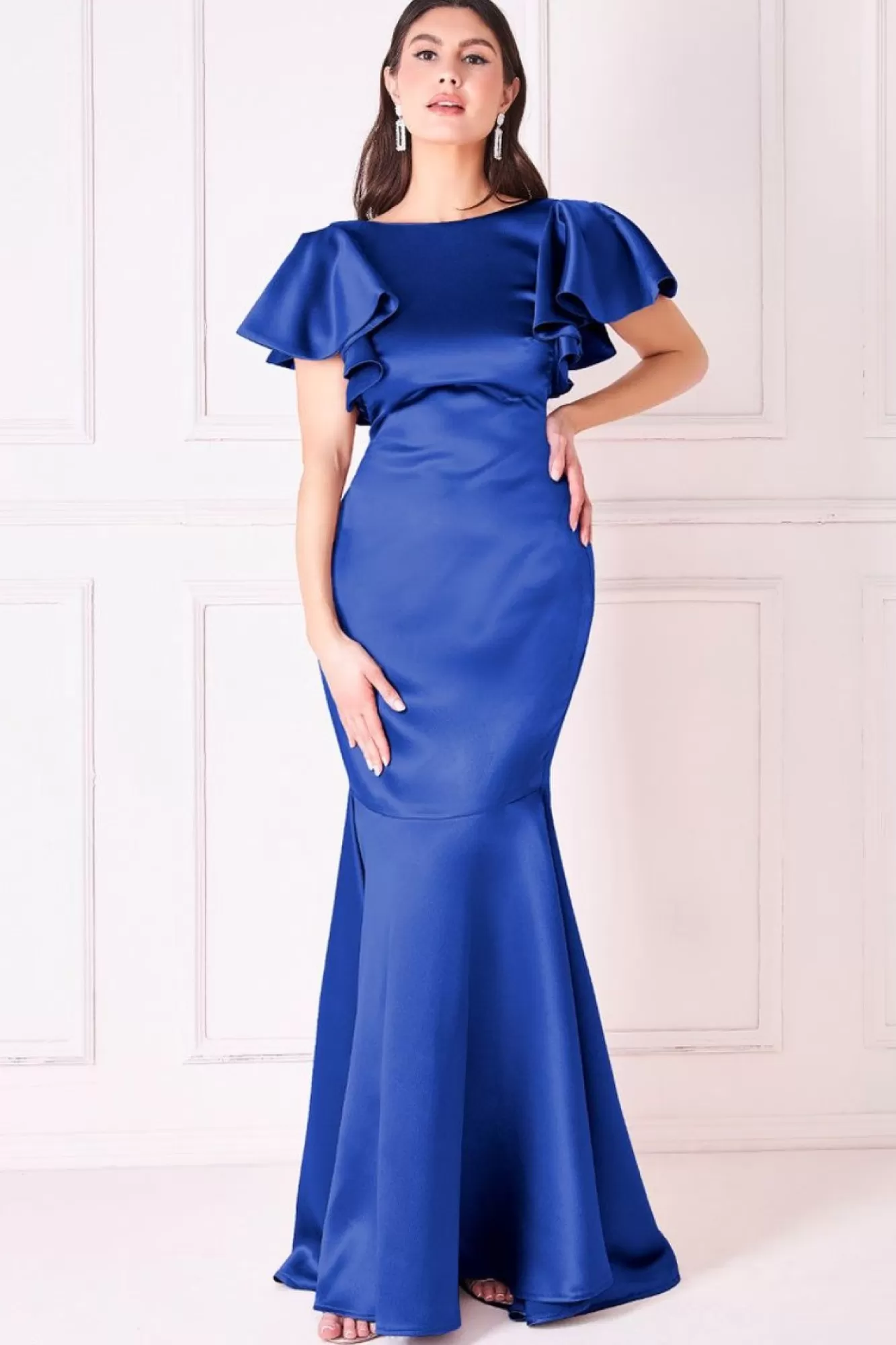 Maxi Dresses^* Satin Flutter Sleeve Mermaid Maxi Navy