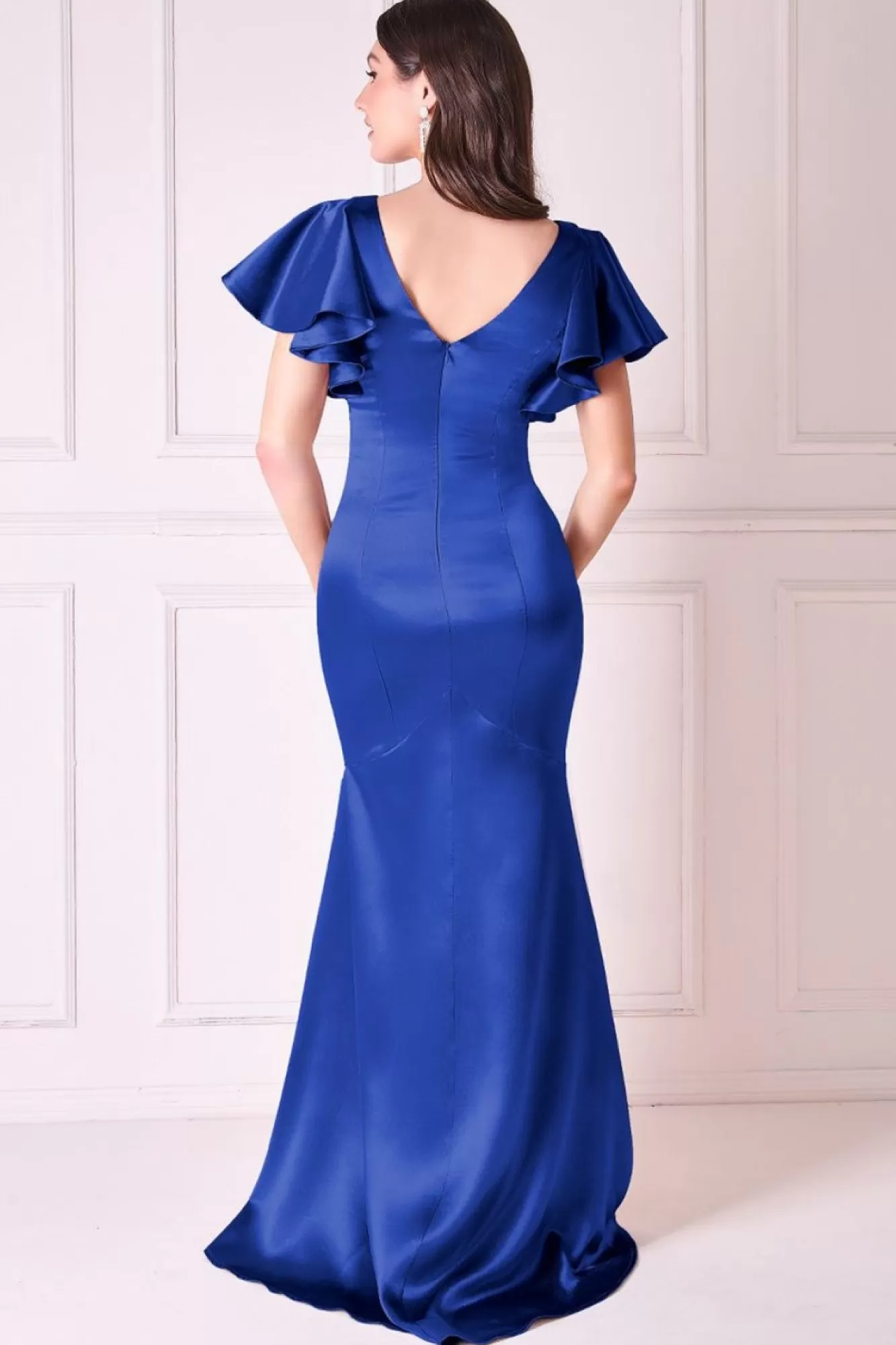 Maxi Dresses^* Satin Flutter Sleeve Mermaid Maxi Navy