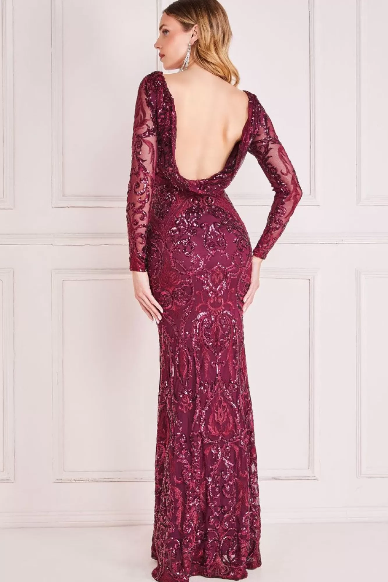 Maxi Dresses^* Sequin Cowl Back Maxi Burgundy