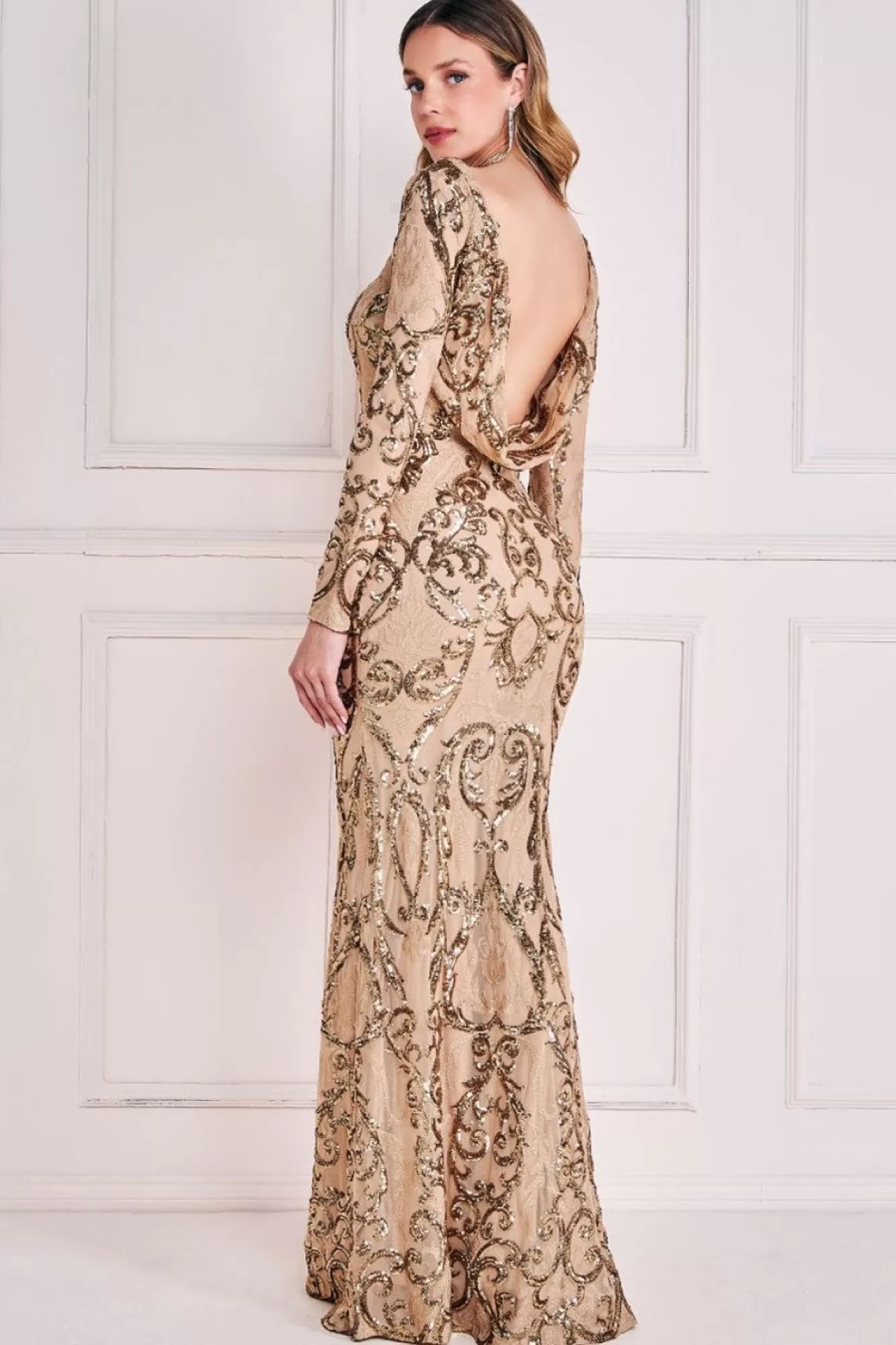 Maxi Dresses^* Sequin Cowl Back Maxi Champagne