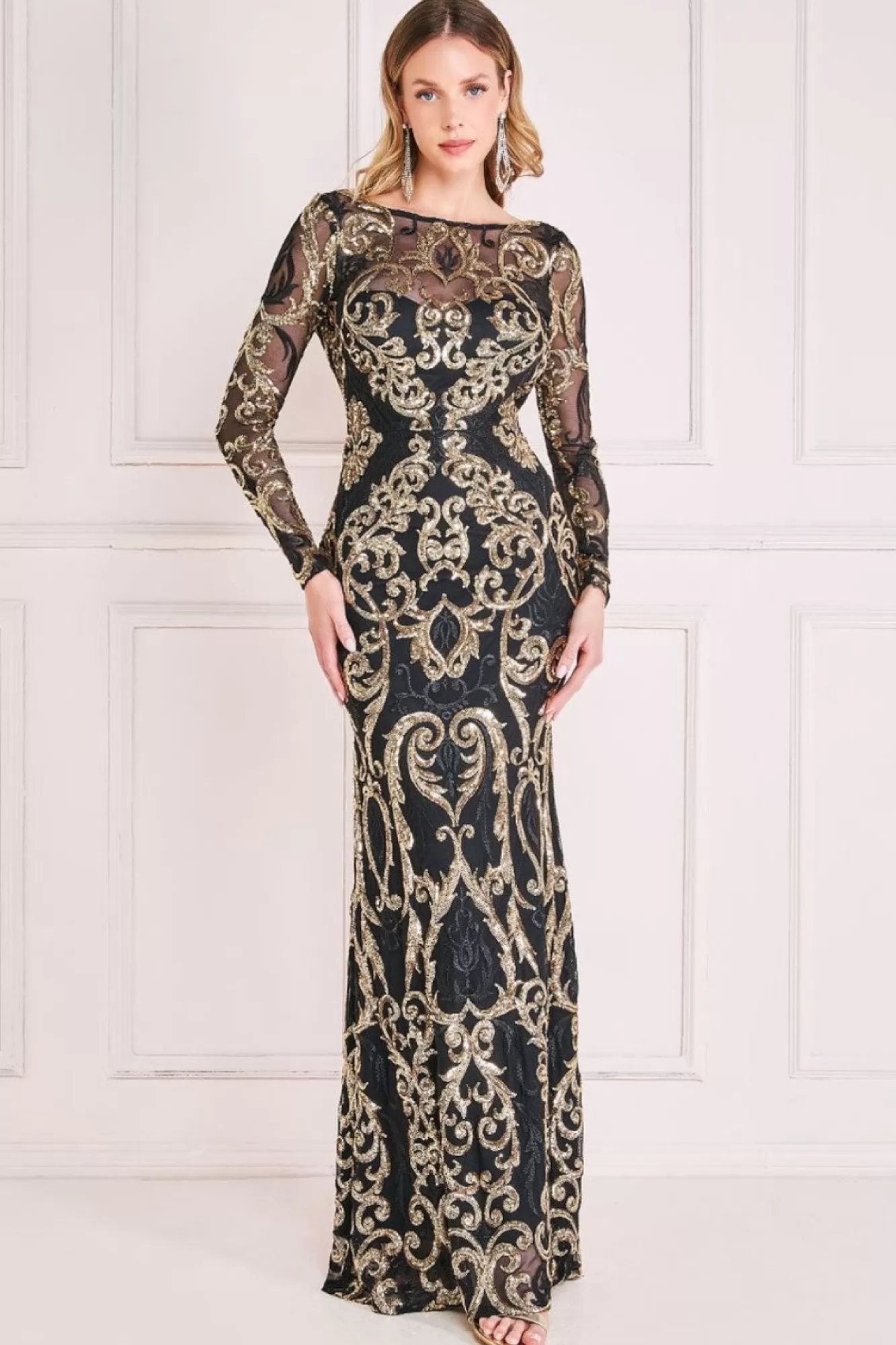Maxi Dresses^* Sequin Cowl Back Maxi Black