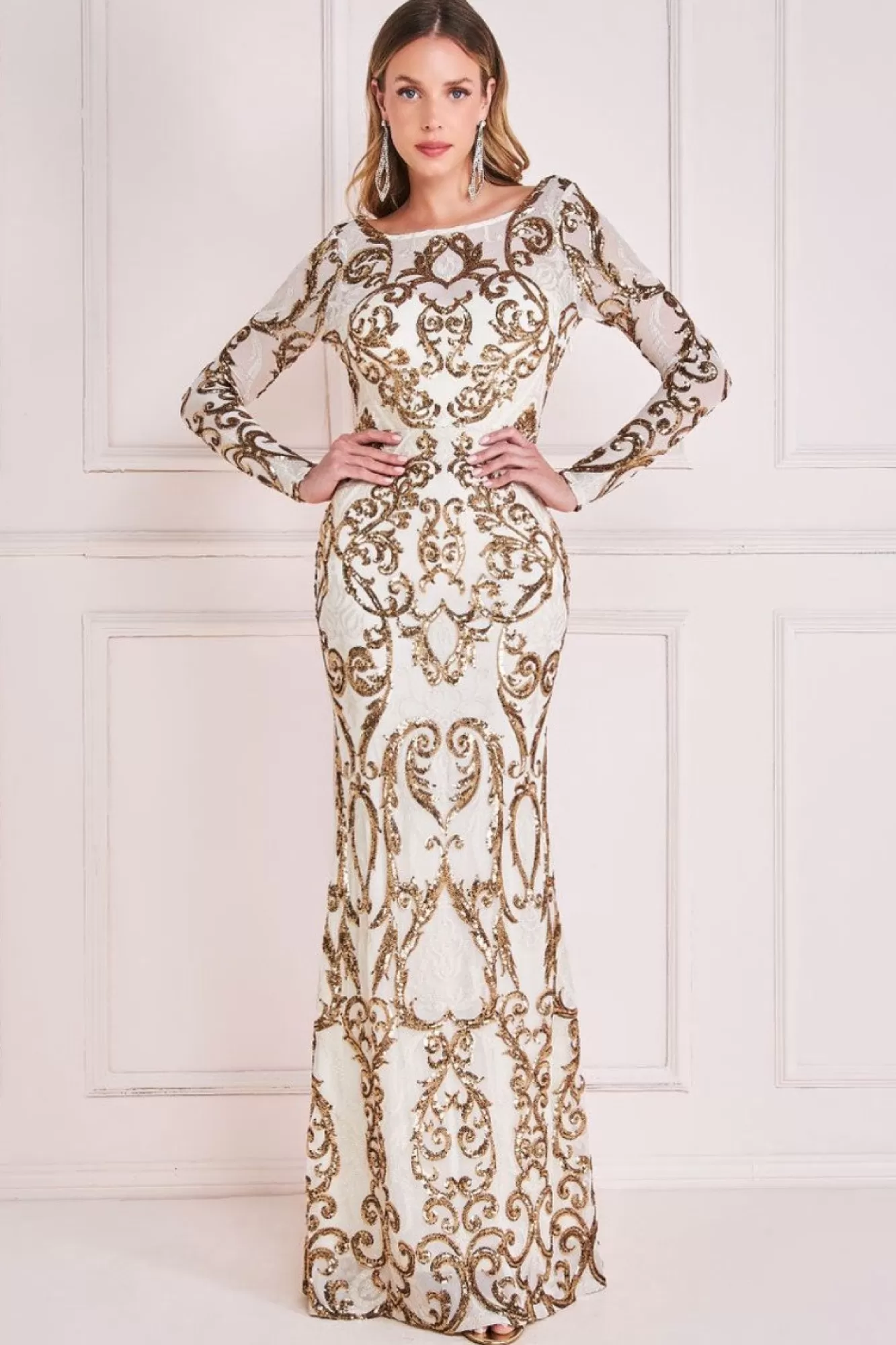 Maxi Dresses^* Sequin Cowl Back Maxi Cream