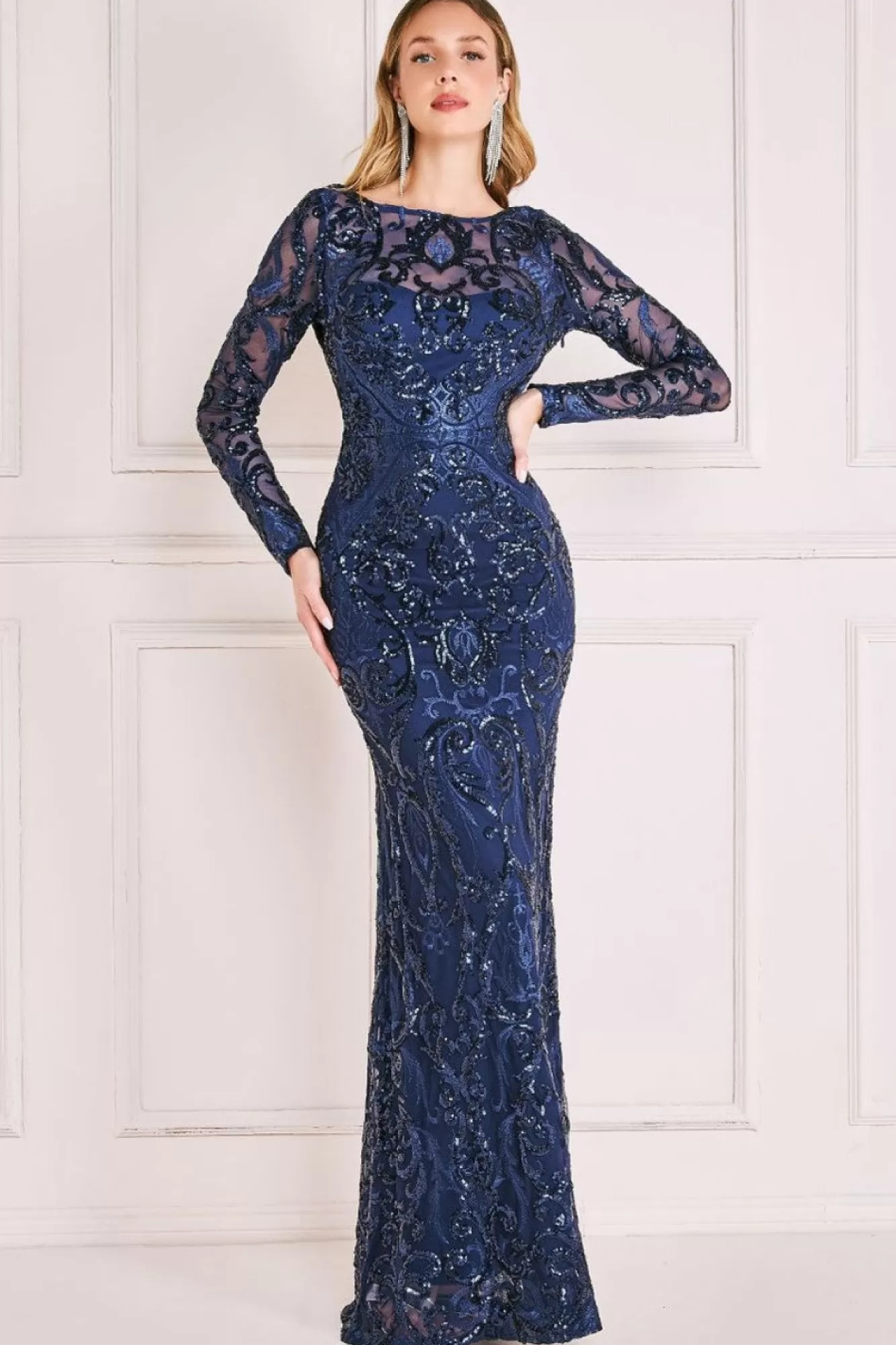 Maxi Dresses^* Sequin Cowl Back Maxi Navy