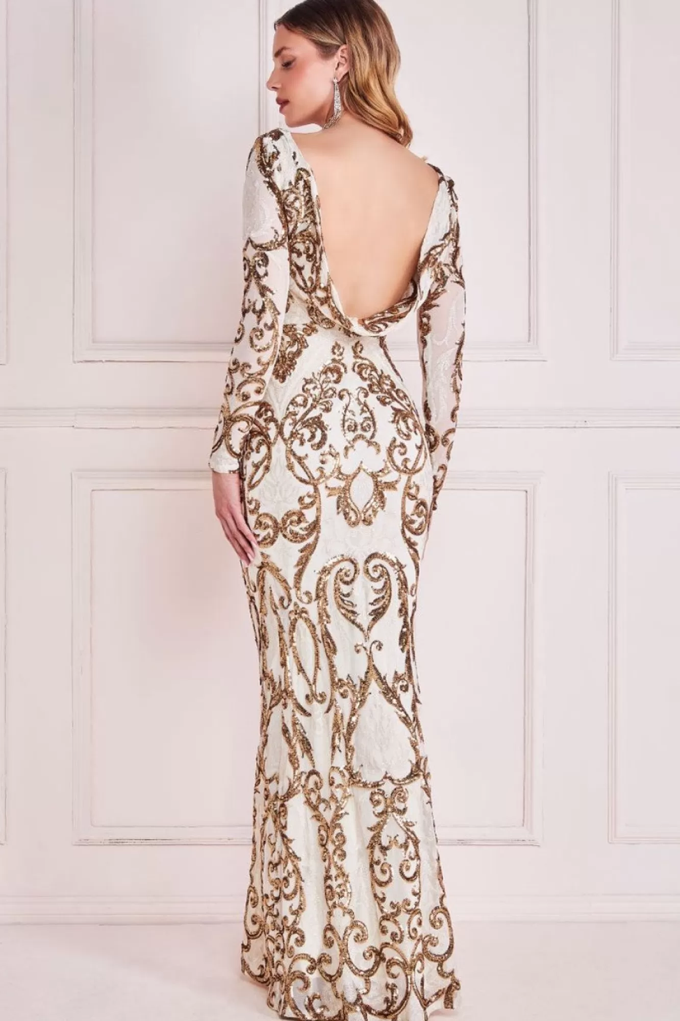 Maxi Dresses^* Sequin Cowl Back Maxi Cream