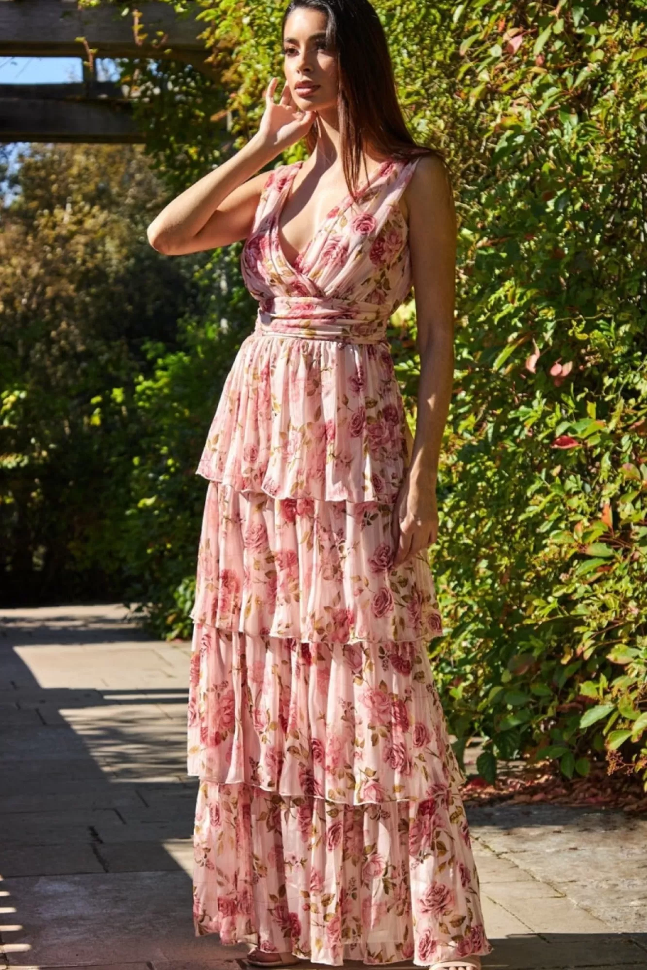 Maxi Dresses^* Tiered Chiffon Floral Maxi Multi