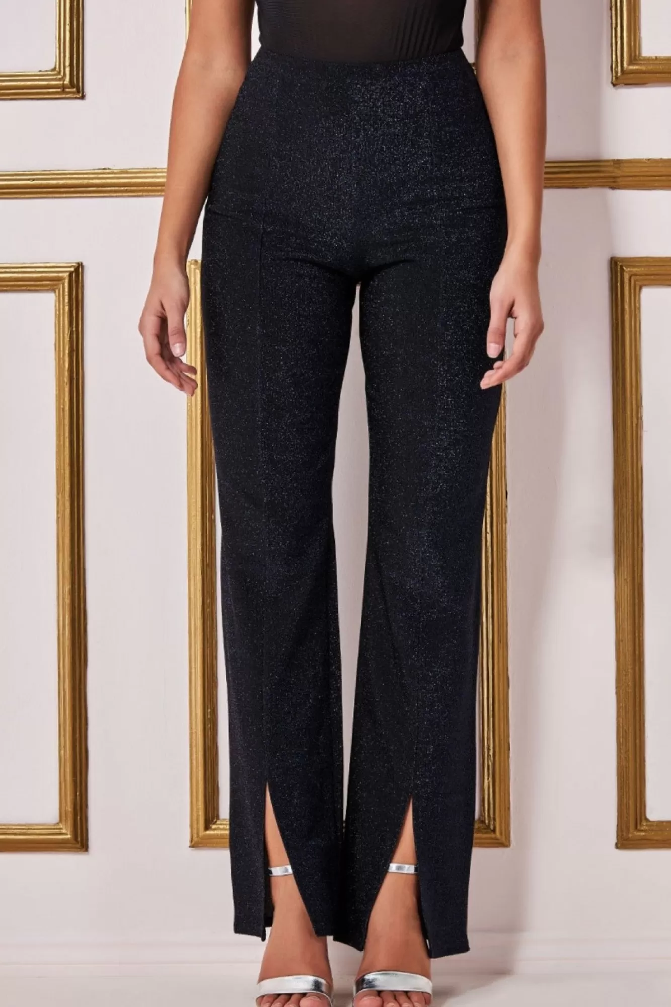 Trousers^* Wide Leg Lurex Trouser Navy