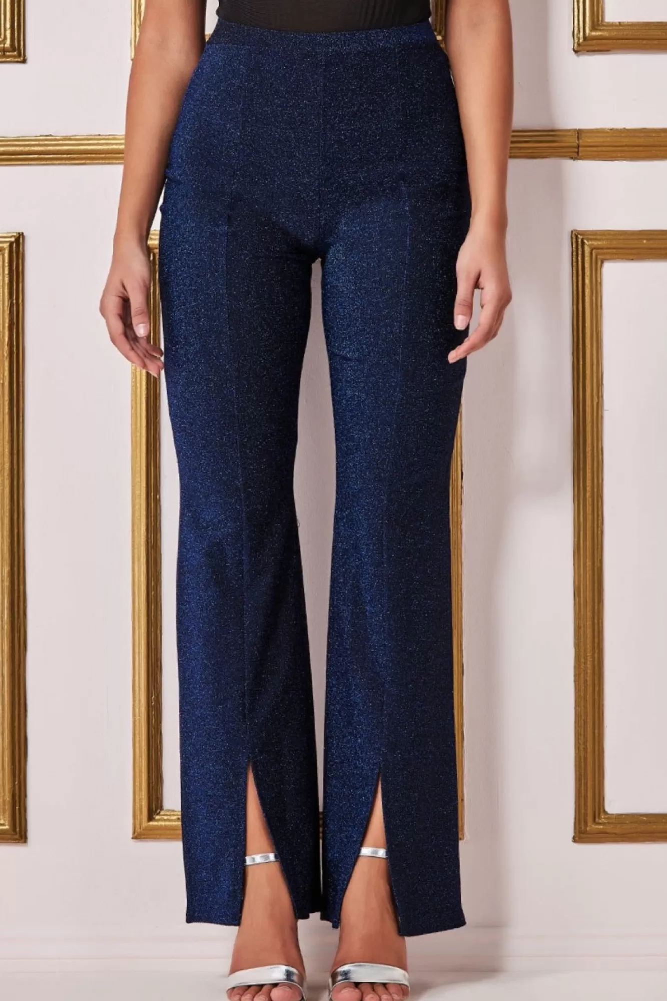 Trousers^* Wide Leg Lurex Trouser - Royal Blue Royalblue