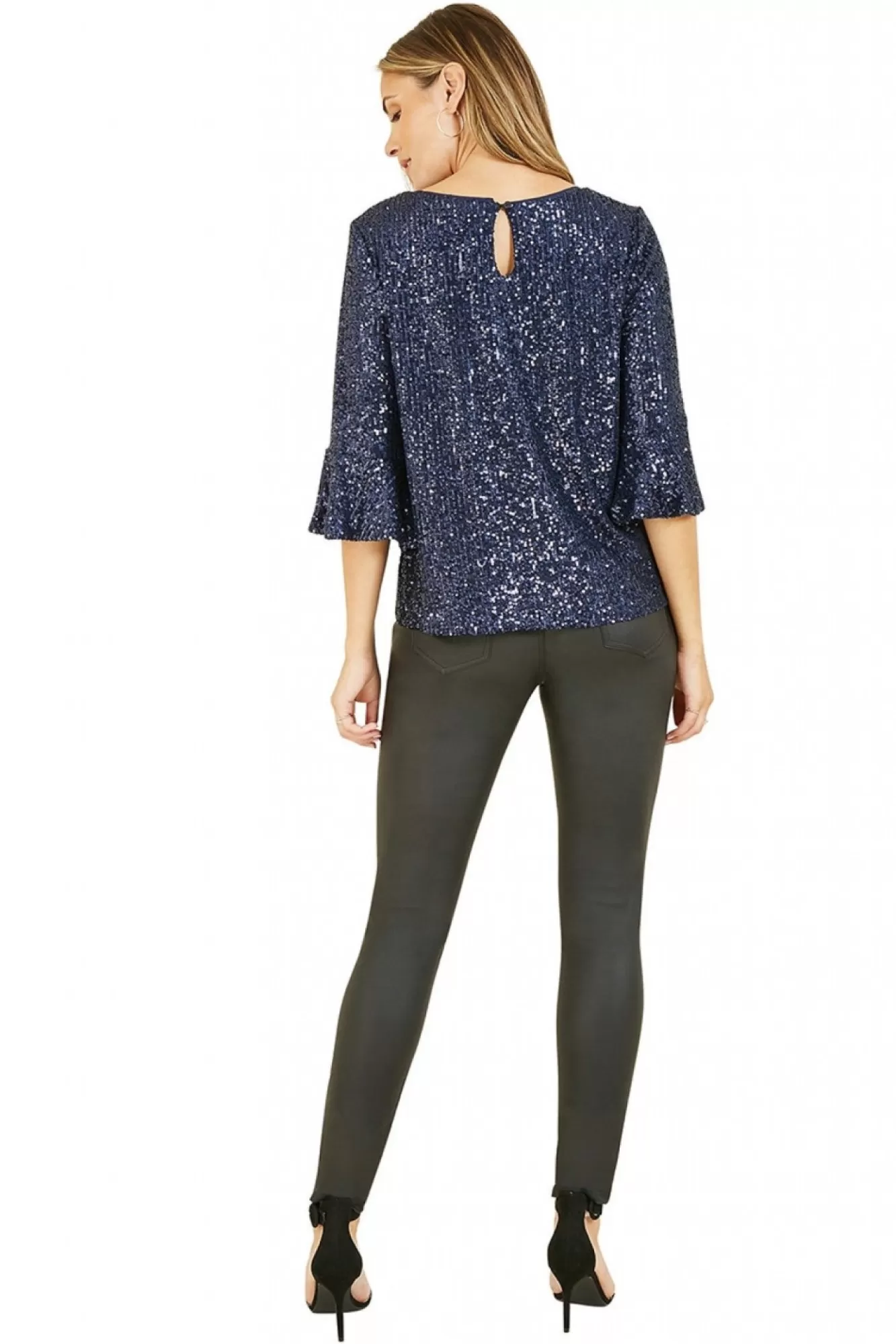 Blouses^Yumi Sequin Relaxed Fit Top Navy